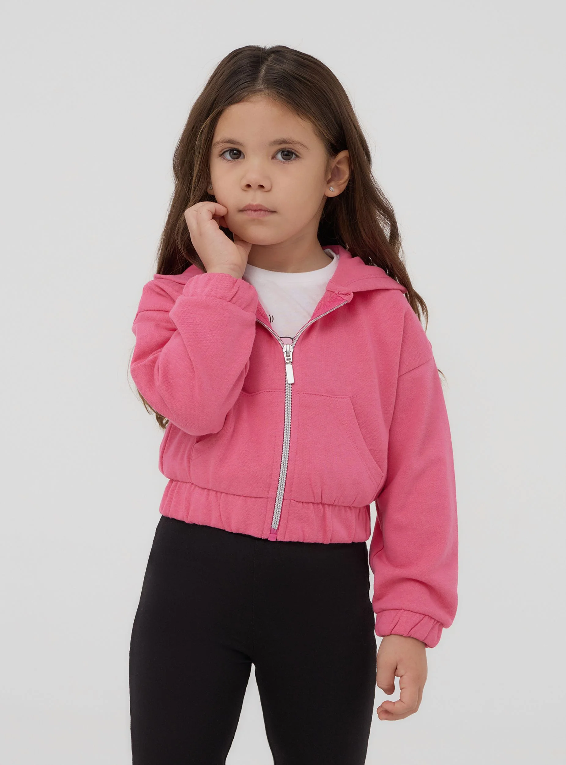 Felpa leggera crop con zip e cappuccio - Image 2