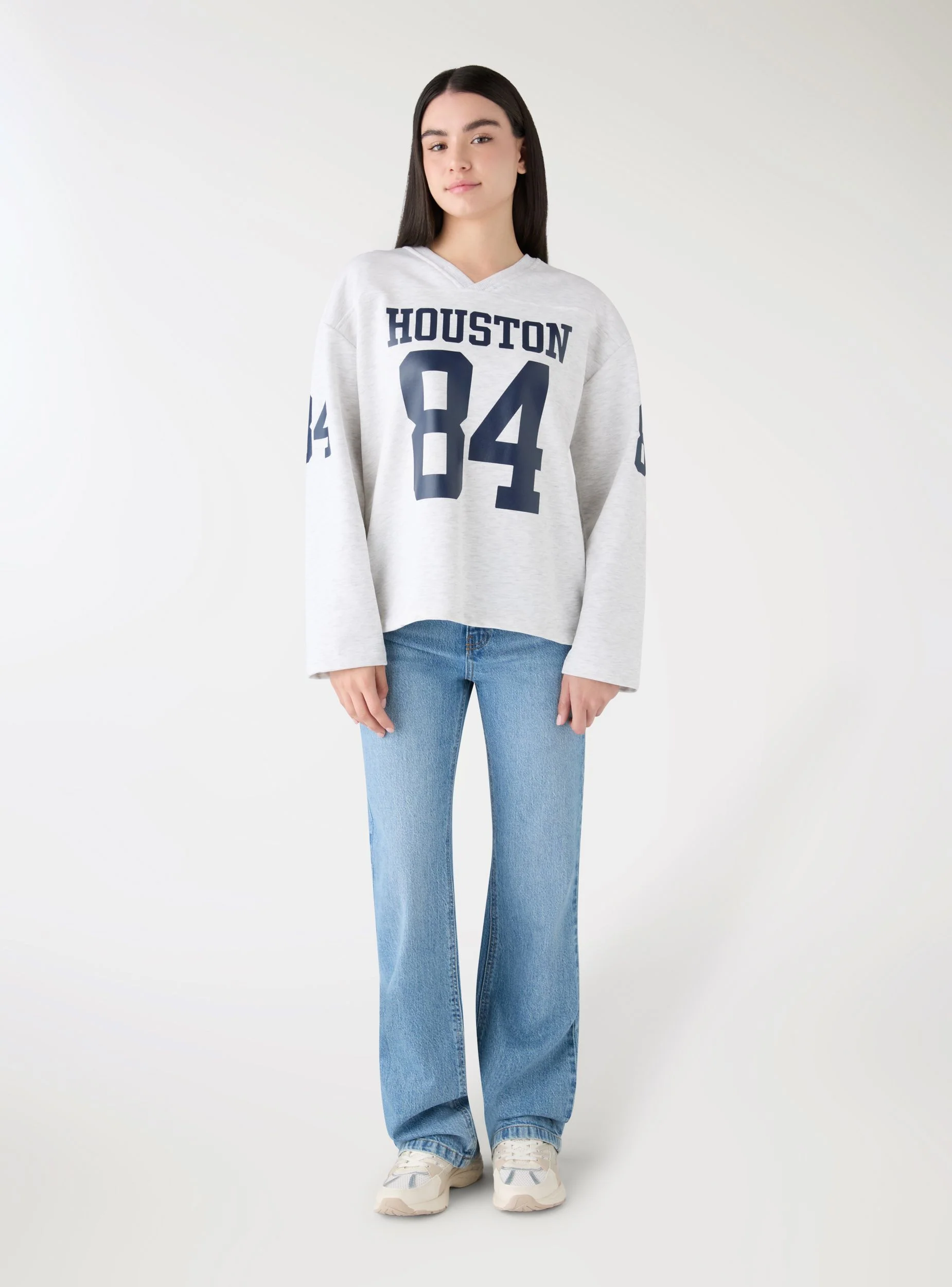 Felpa oversize girocollo e scritta