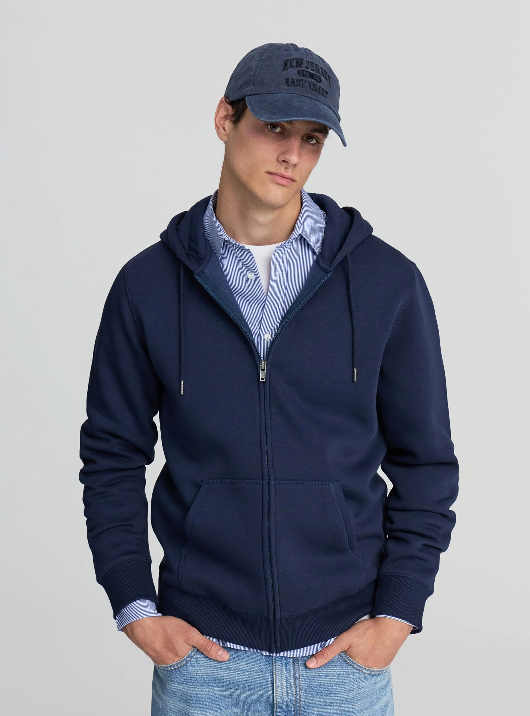 Felpa pesante con cappuccio, coulisse e zip - Image 5