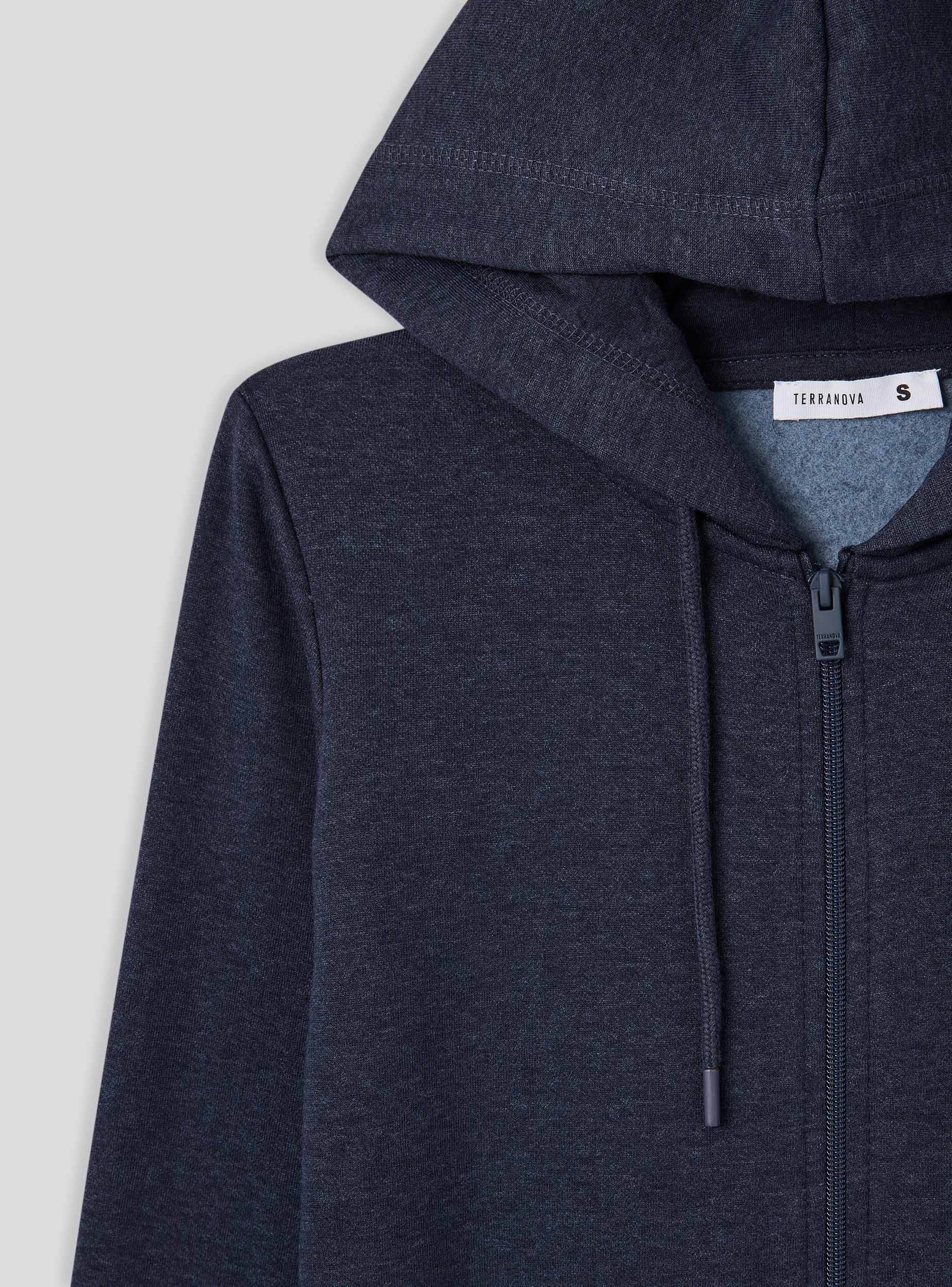 Felpa pesante con cappuccio e zip a tinta unita - Image 4