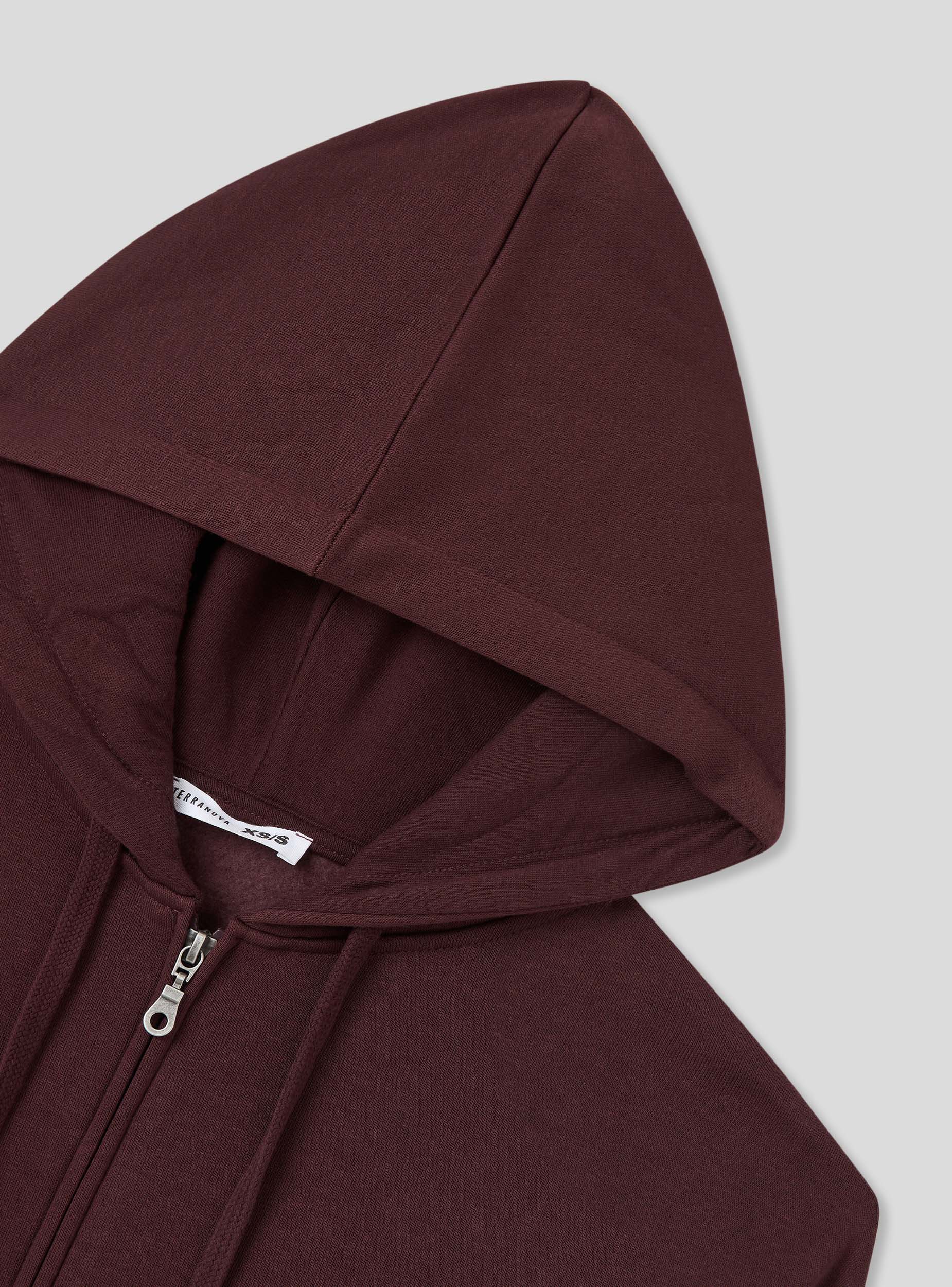 Felpa pesante maxi con cappuccio e zip a tinta unita - Image 4