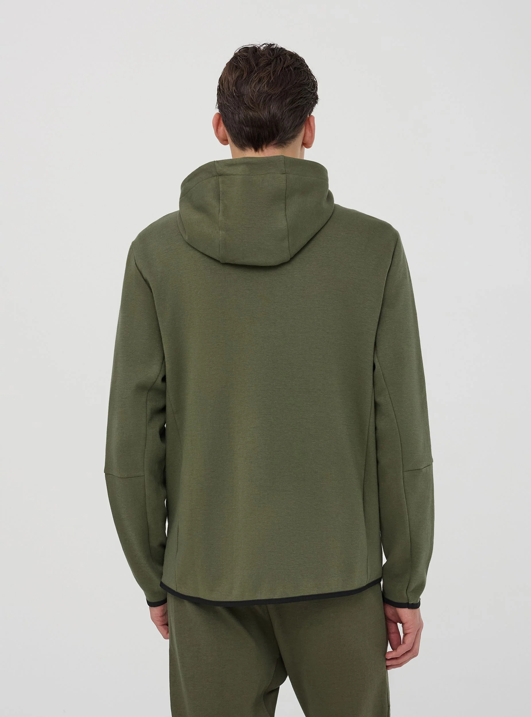 Felpa tecnica con cappuccio e zip in misto cotone pesante - Image 3