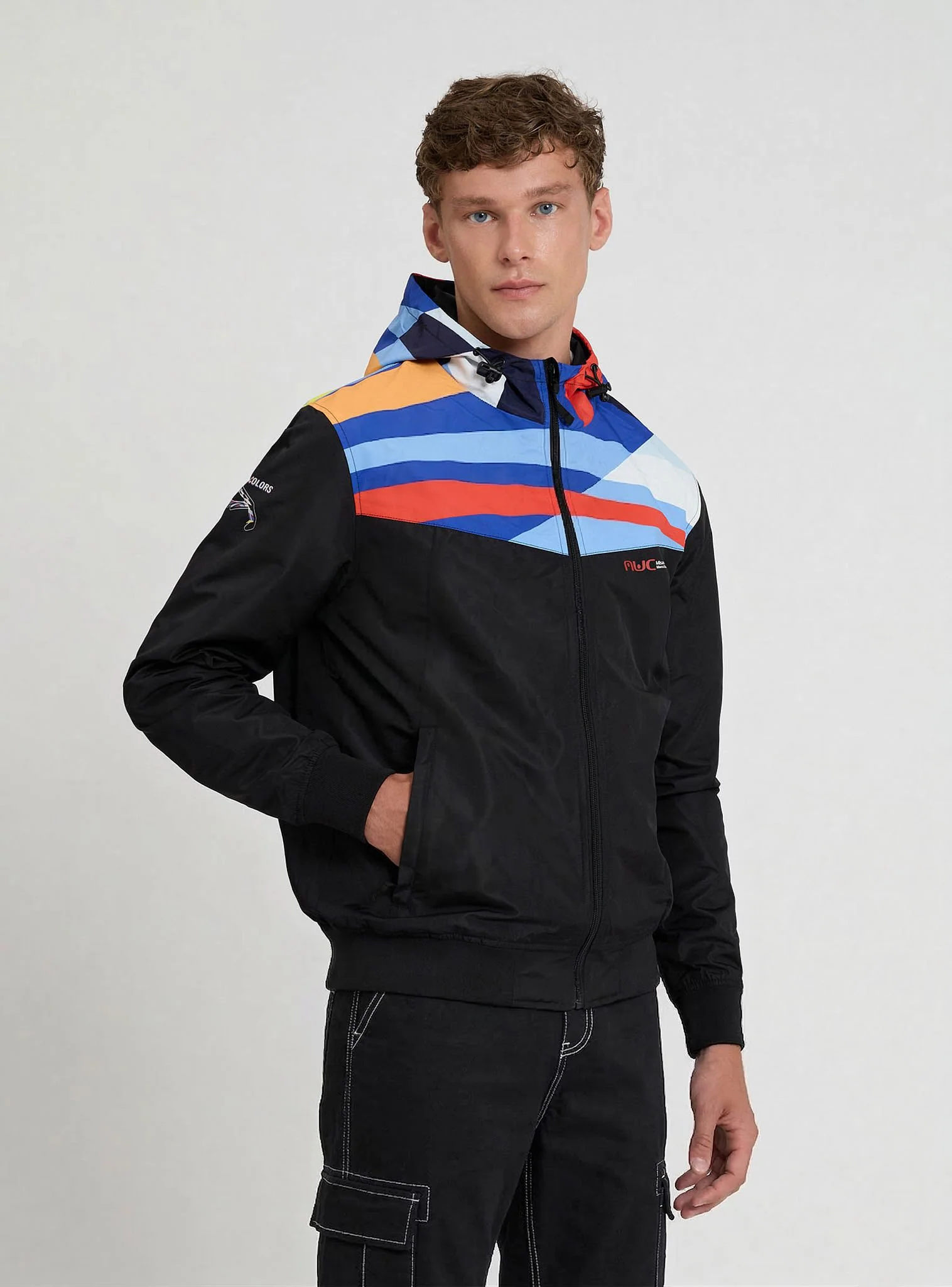 Giacca a vento block multicolor con cappuccio MWC - Image 2