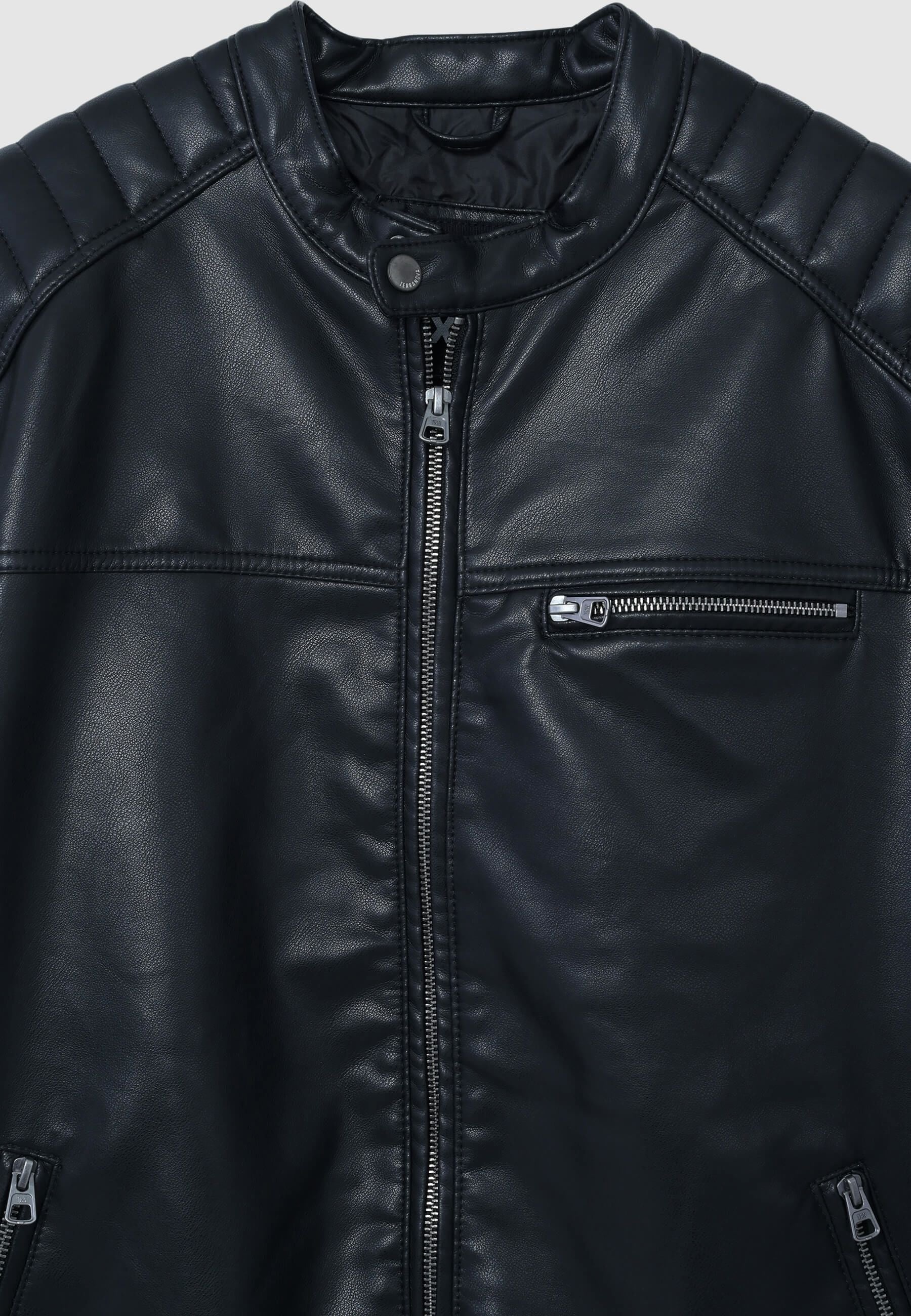Giacca biker in similpelle con colletto coreano - Image 6