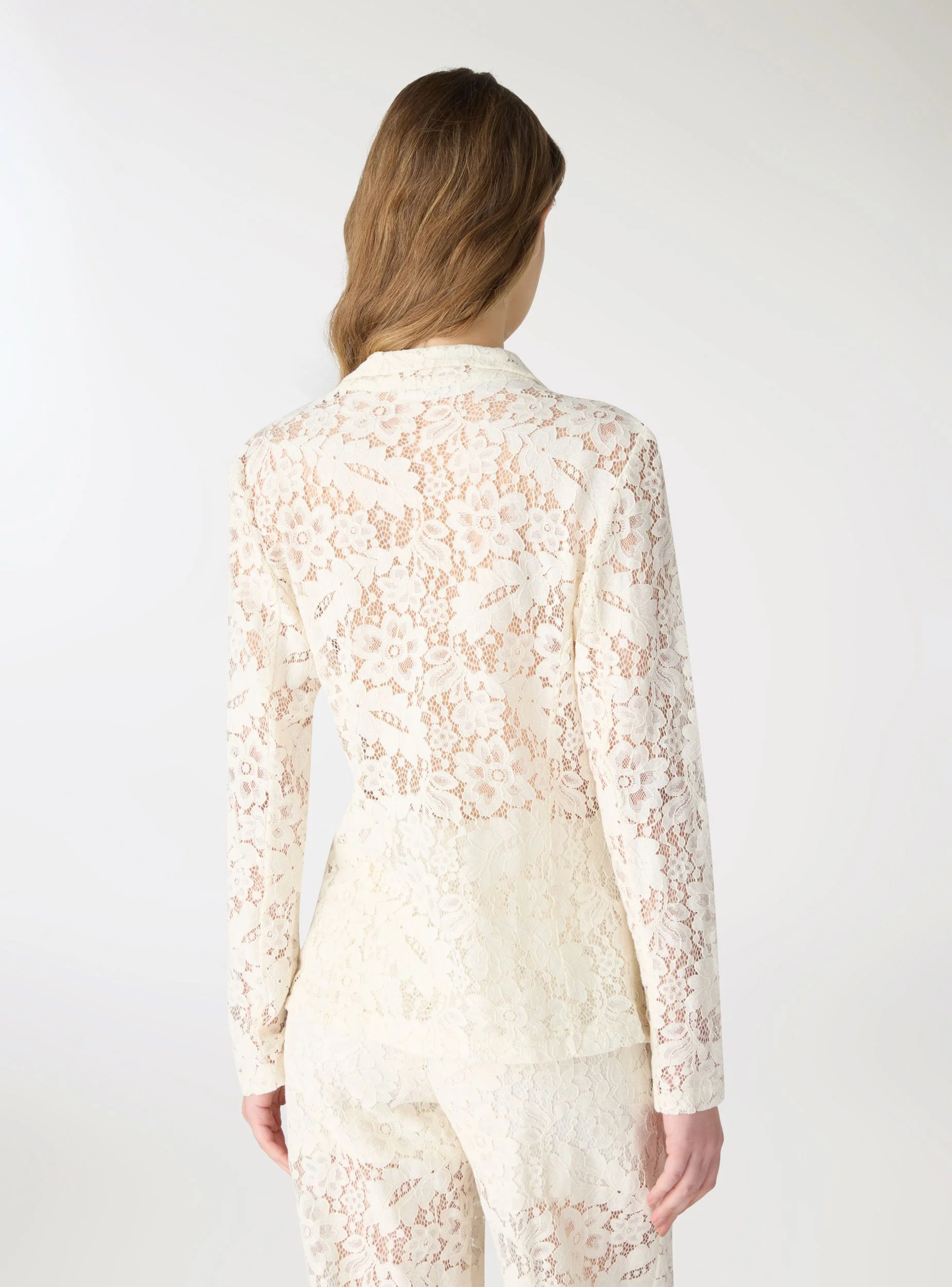 Giacca blazer in pizzo con bottone singolo