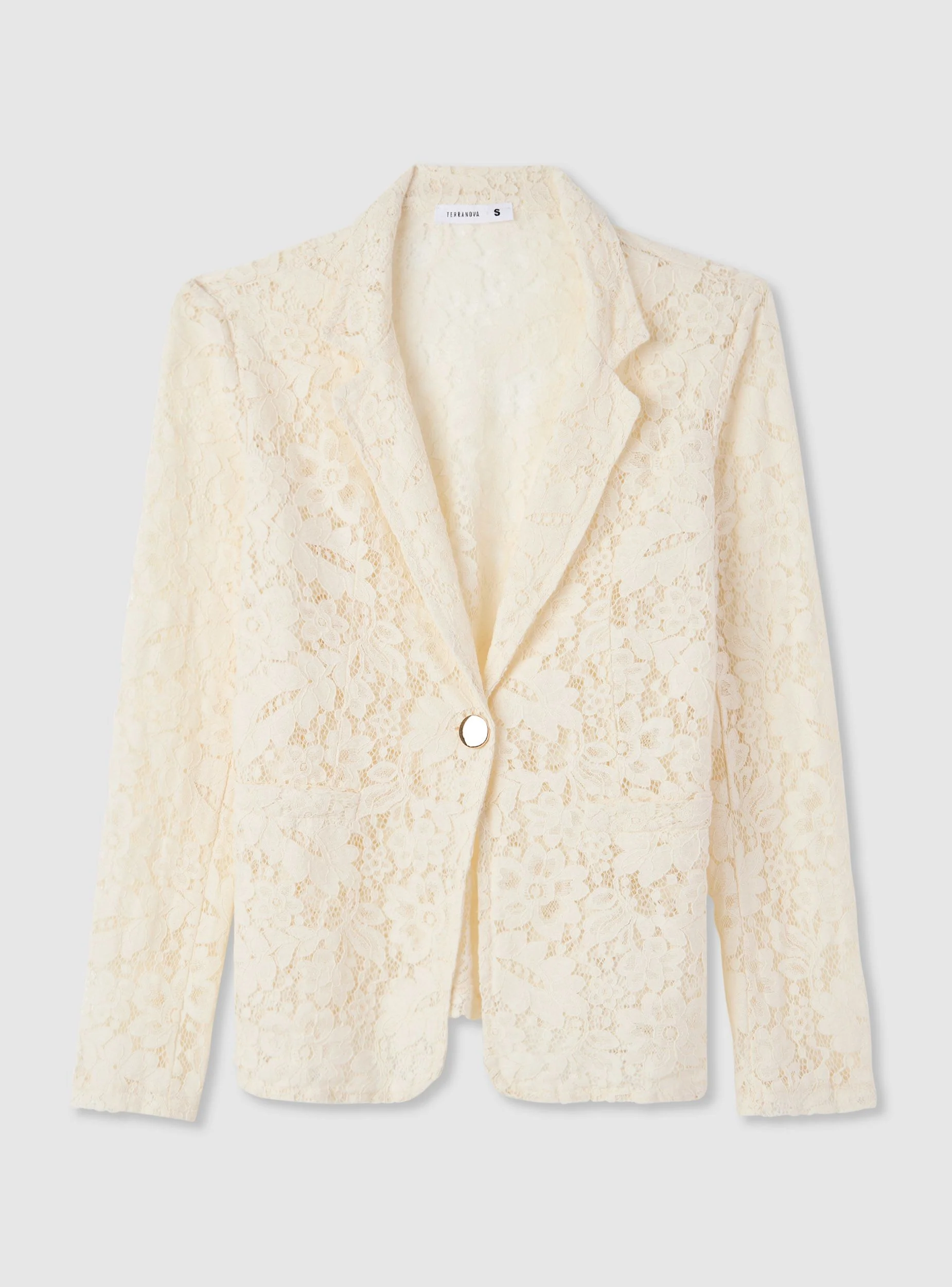 Giacca blazer in pizzo con bottone singolo - Image 7