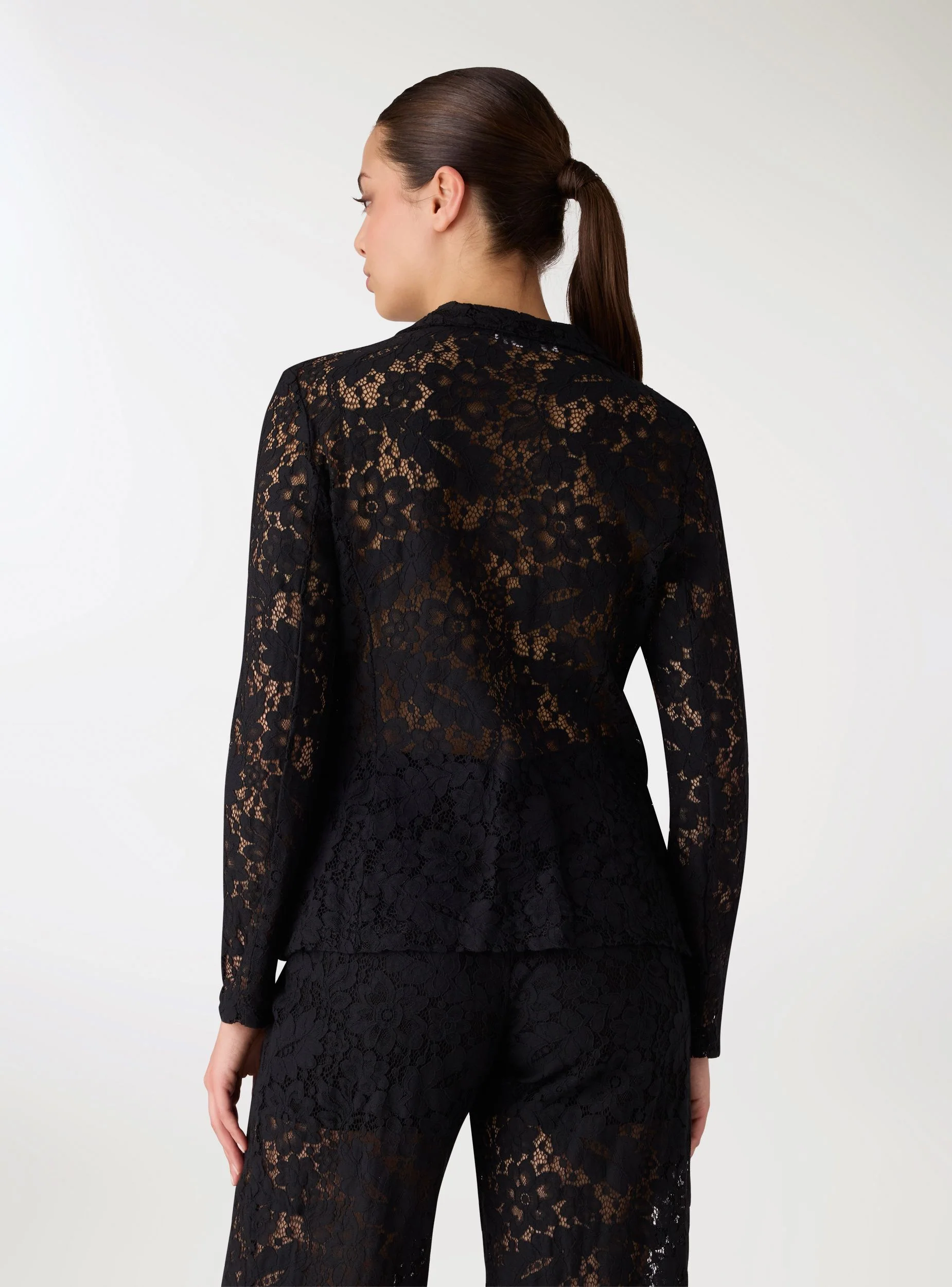 Giacca blazer in pizzo con bottone singolo - Image 4