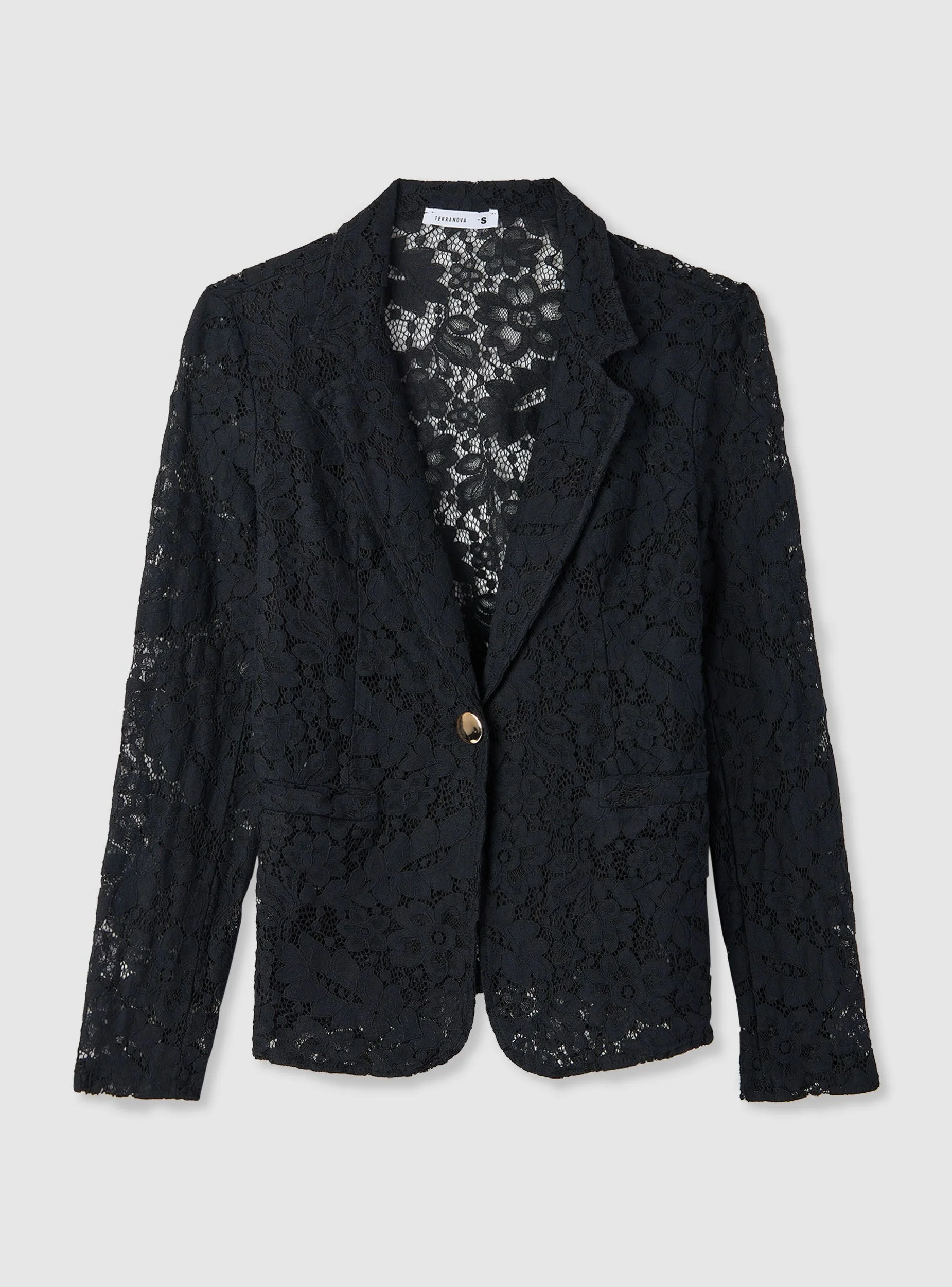 Giacca blazer in pizzo con bottone singolo - Image 5