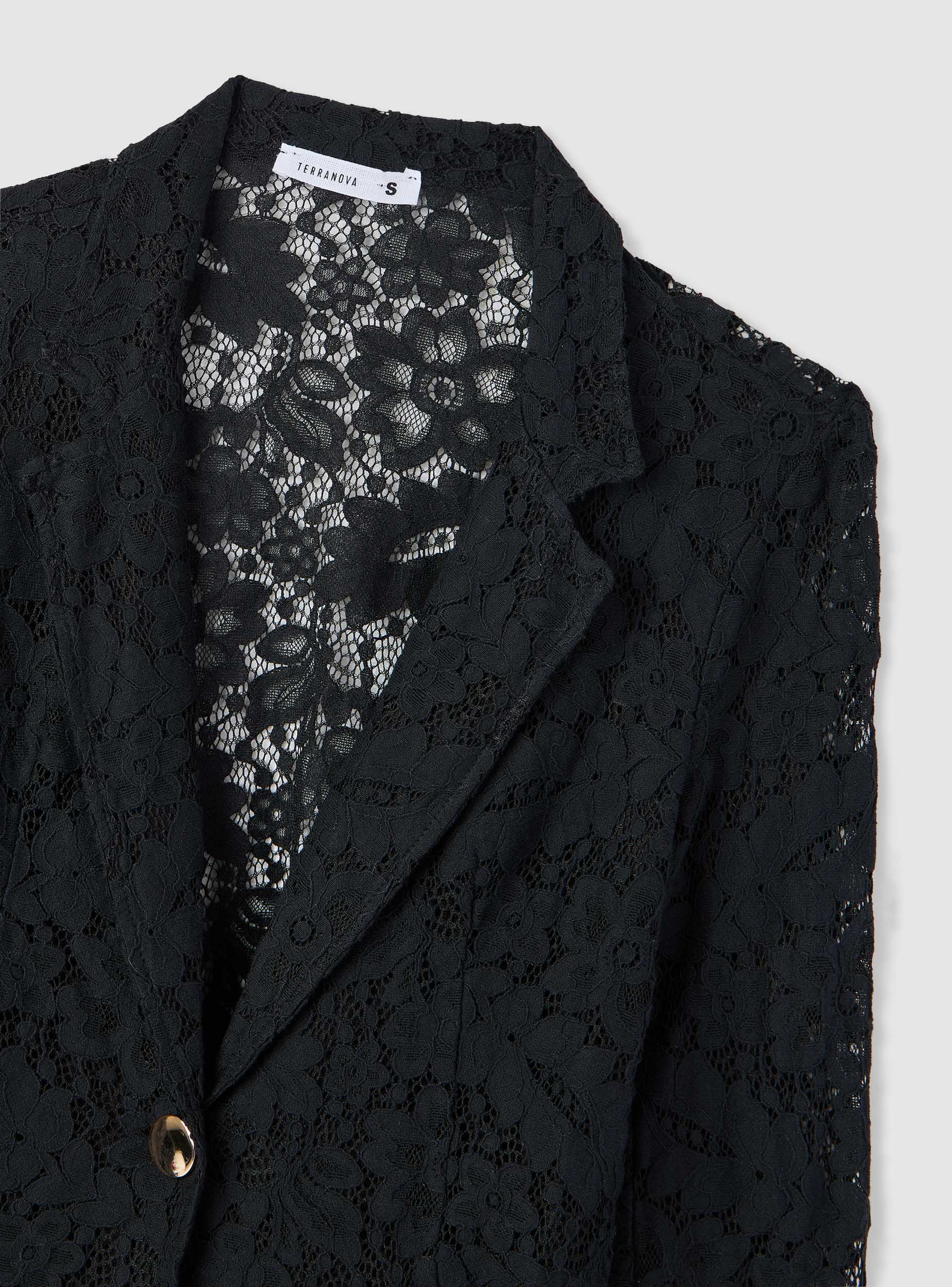 Giacca blazer in pizzo con bottone singolo - Image 7