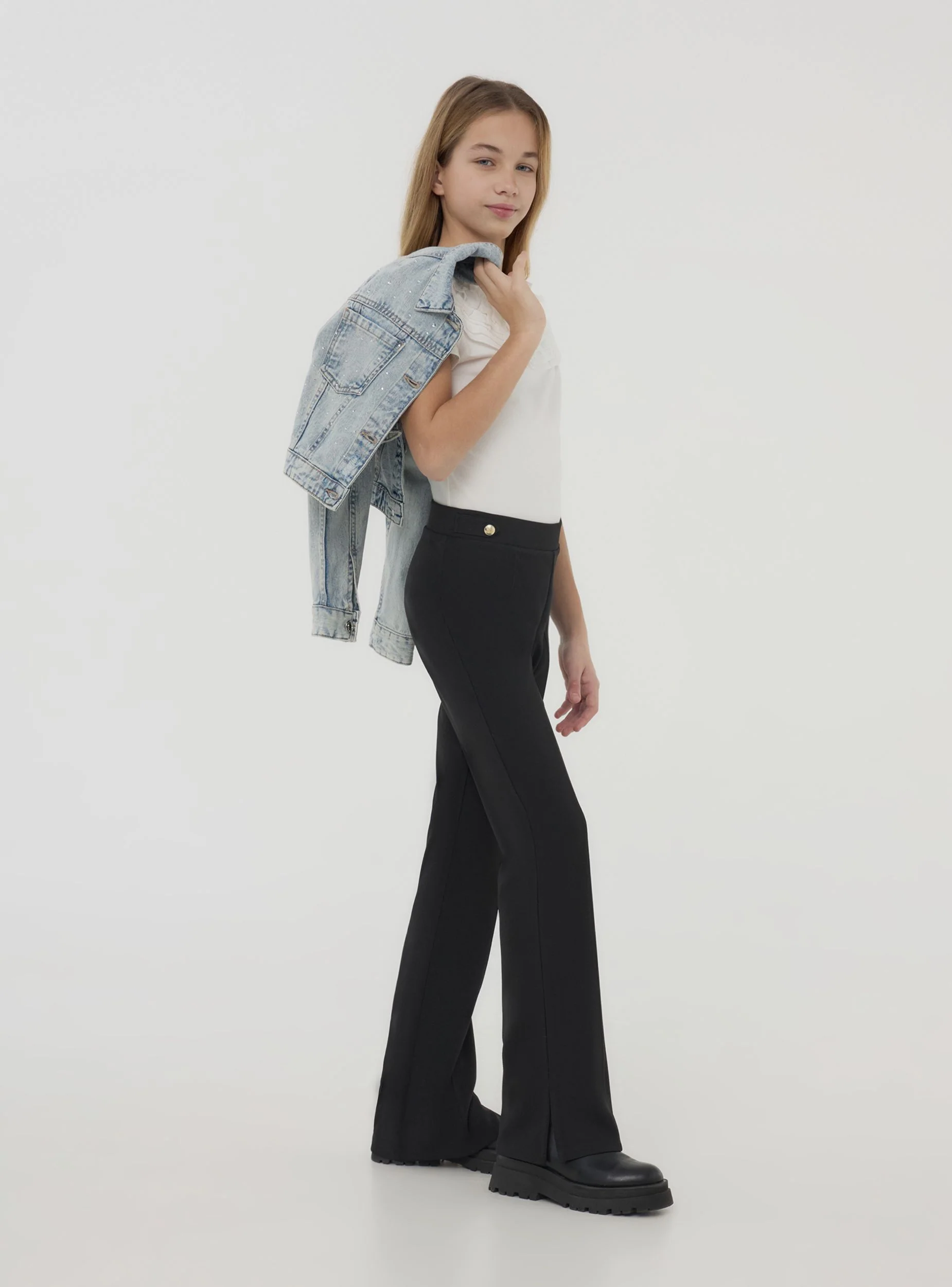 Giacca crop di jeans con strass - Image 2