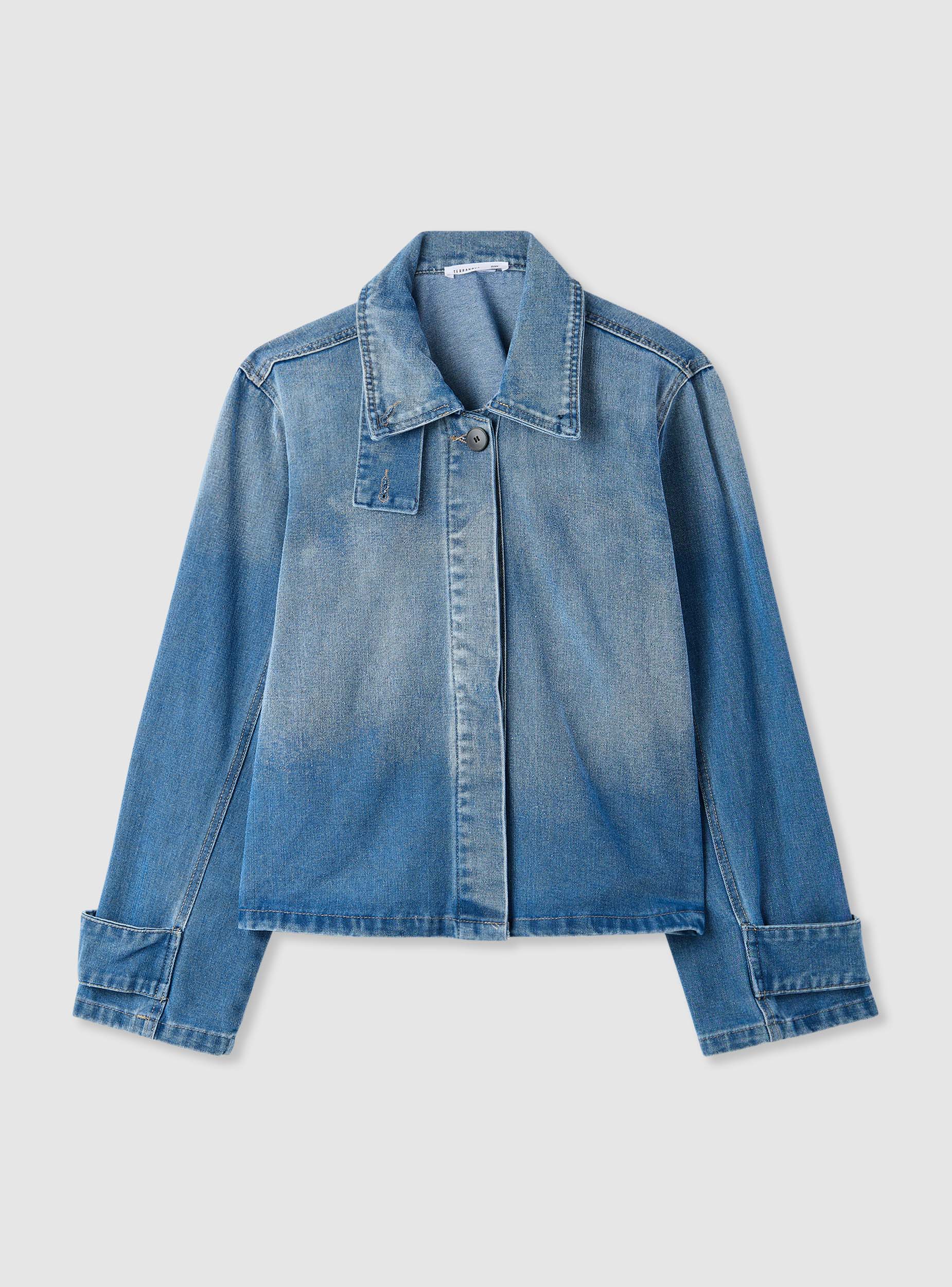 Giacca denim con collo ampio e bottoni nascosti - Image 5