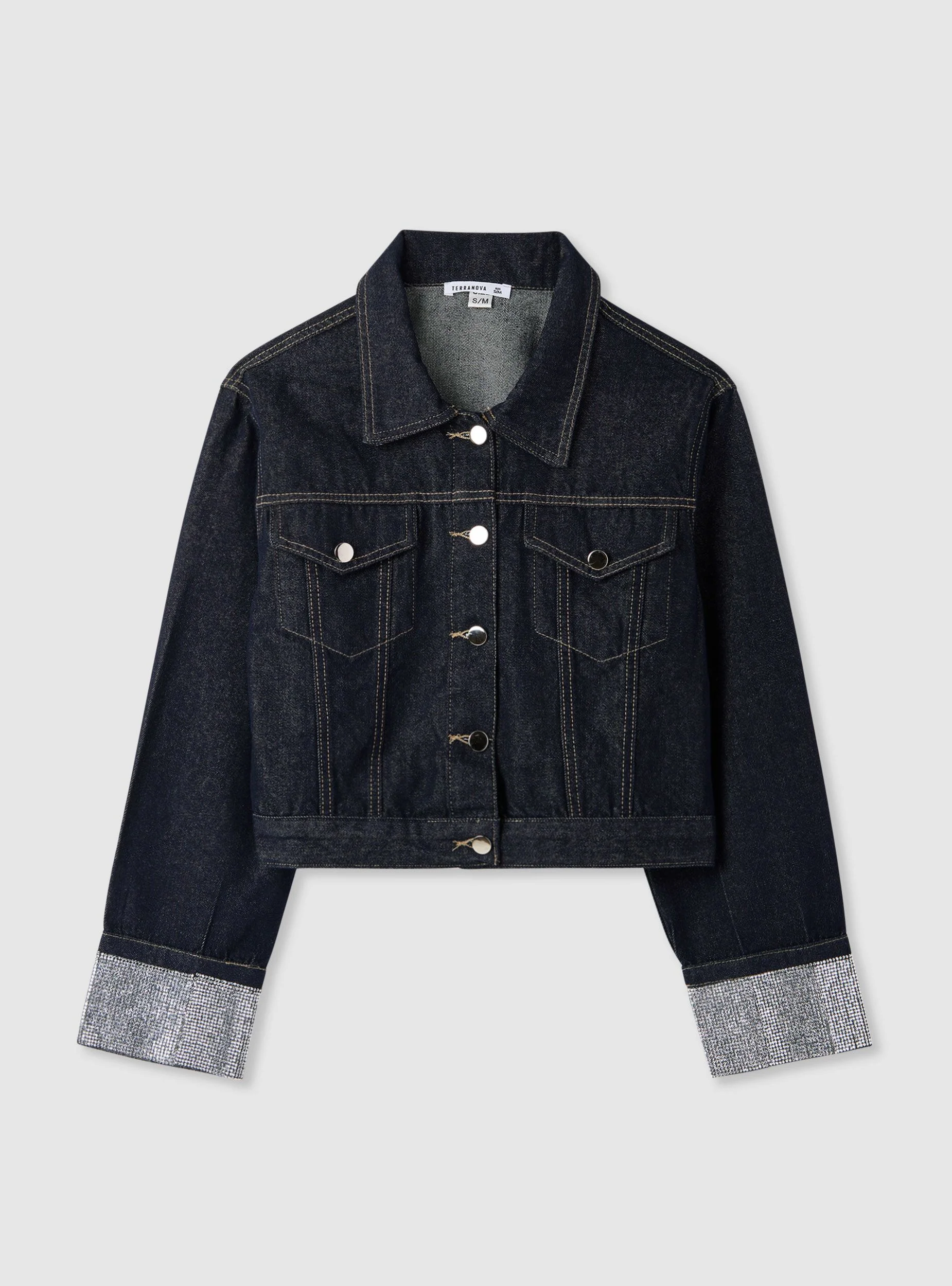 Giacca in denim con applicazioni ai polsi - Image 7