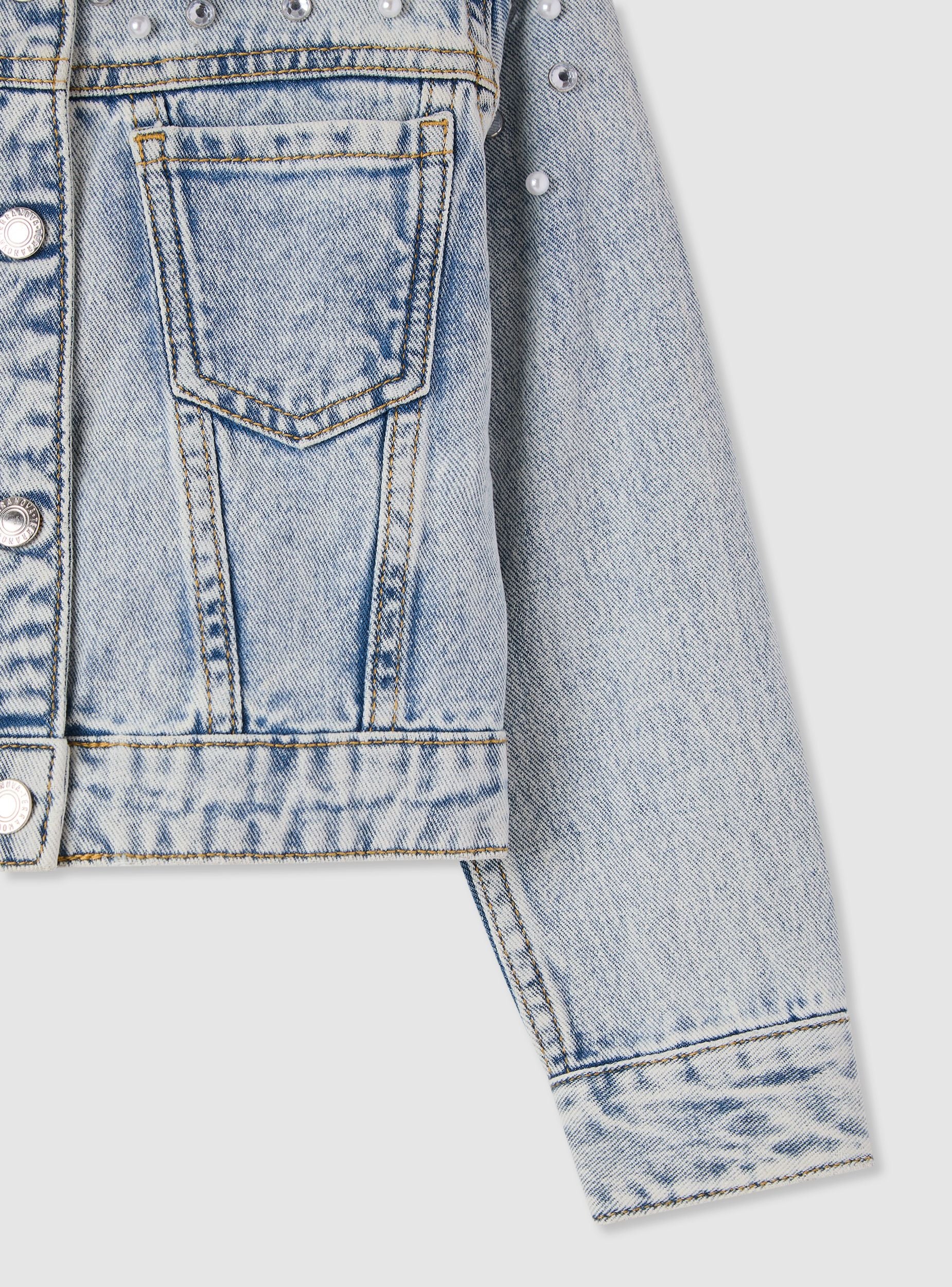 Giacca in denim con perle - Image 6