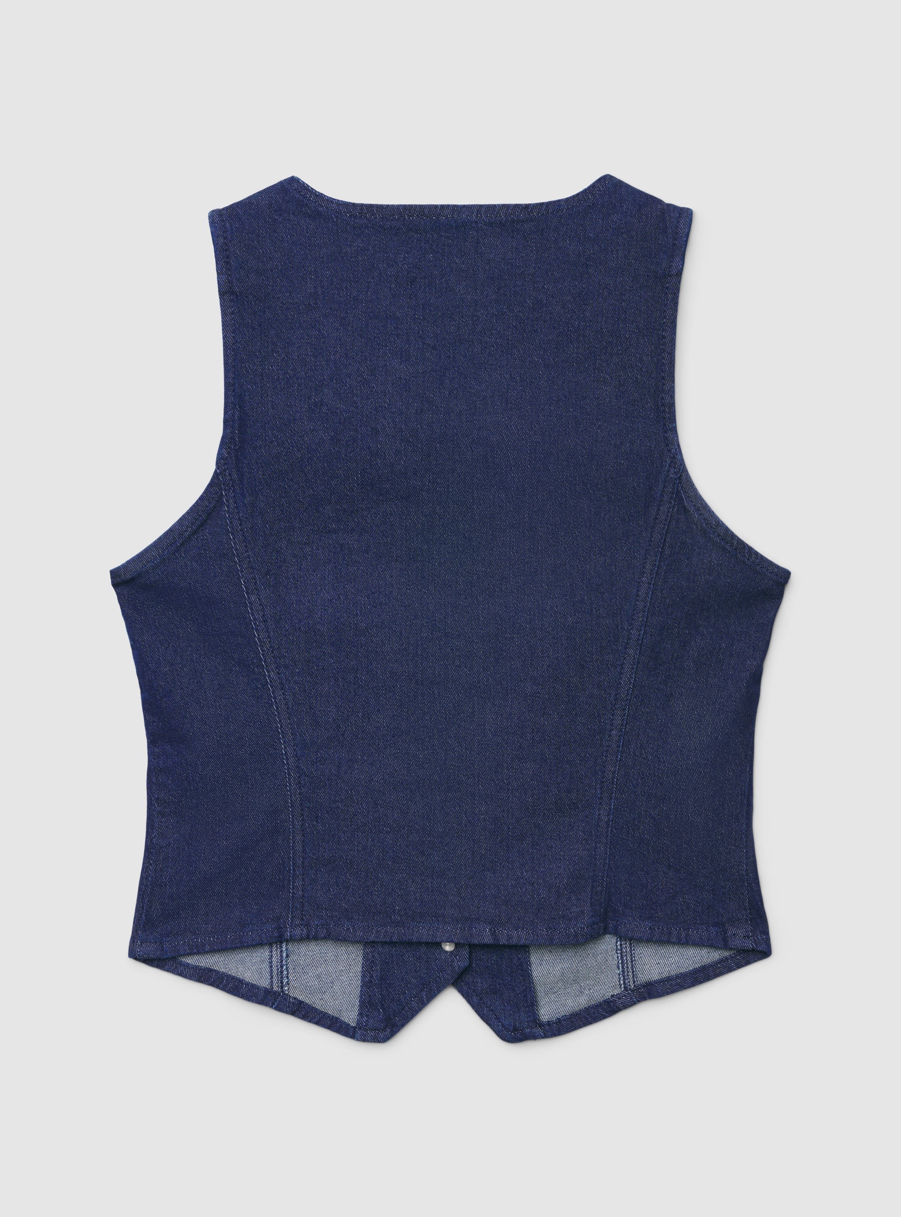 Gilet denim con scollo a v e bottoni - Image 6