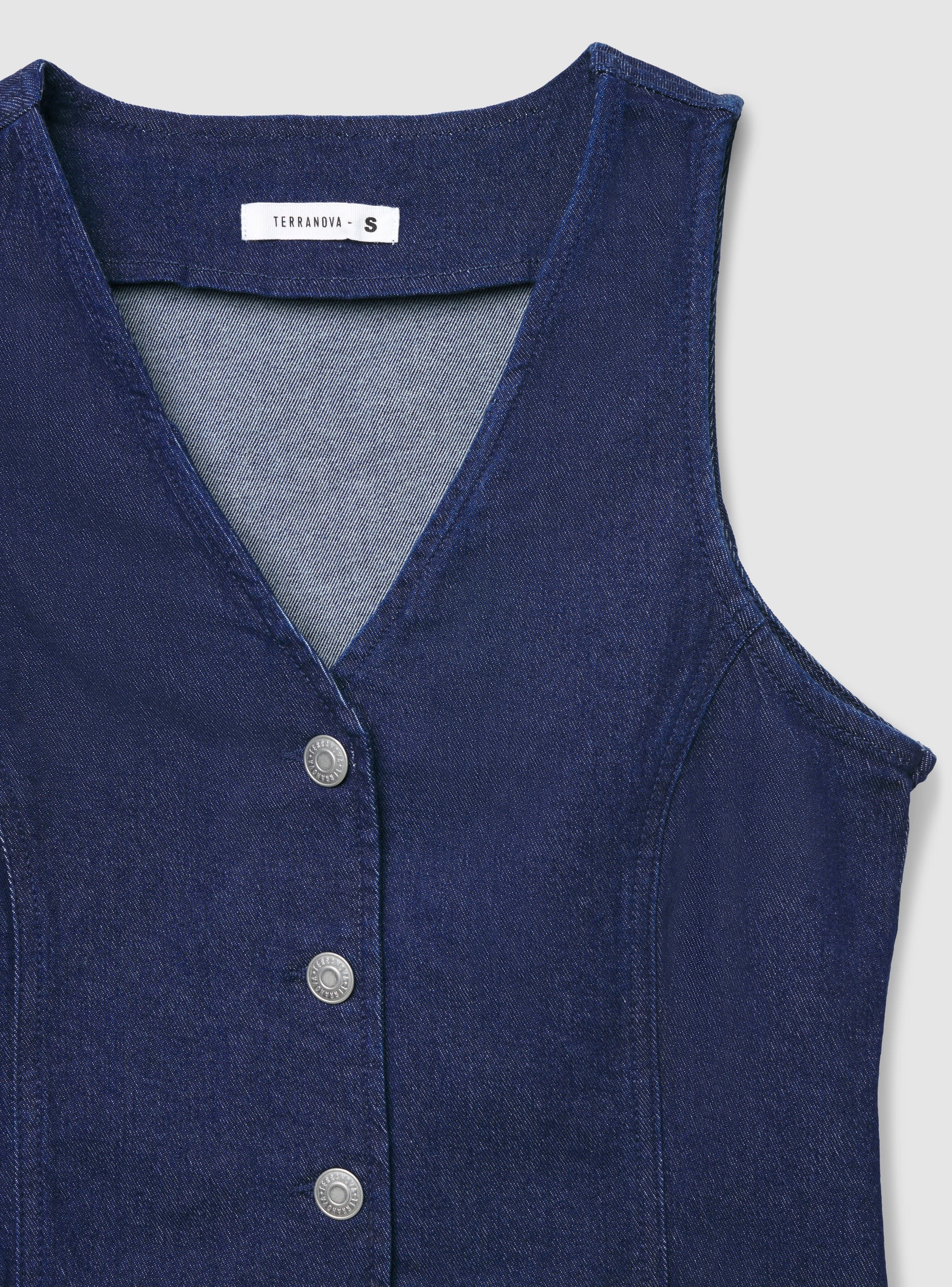 Gilet denim con scollo a v e bottoni - Image 7