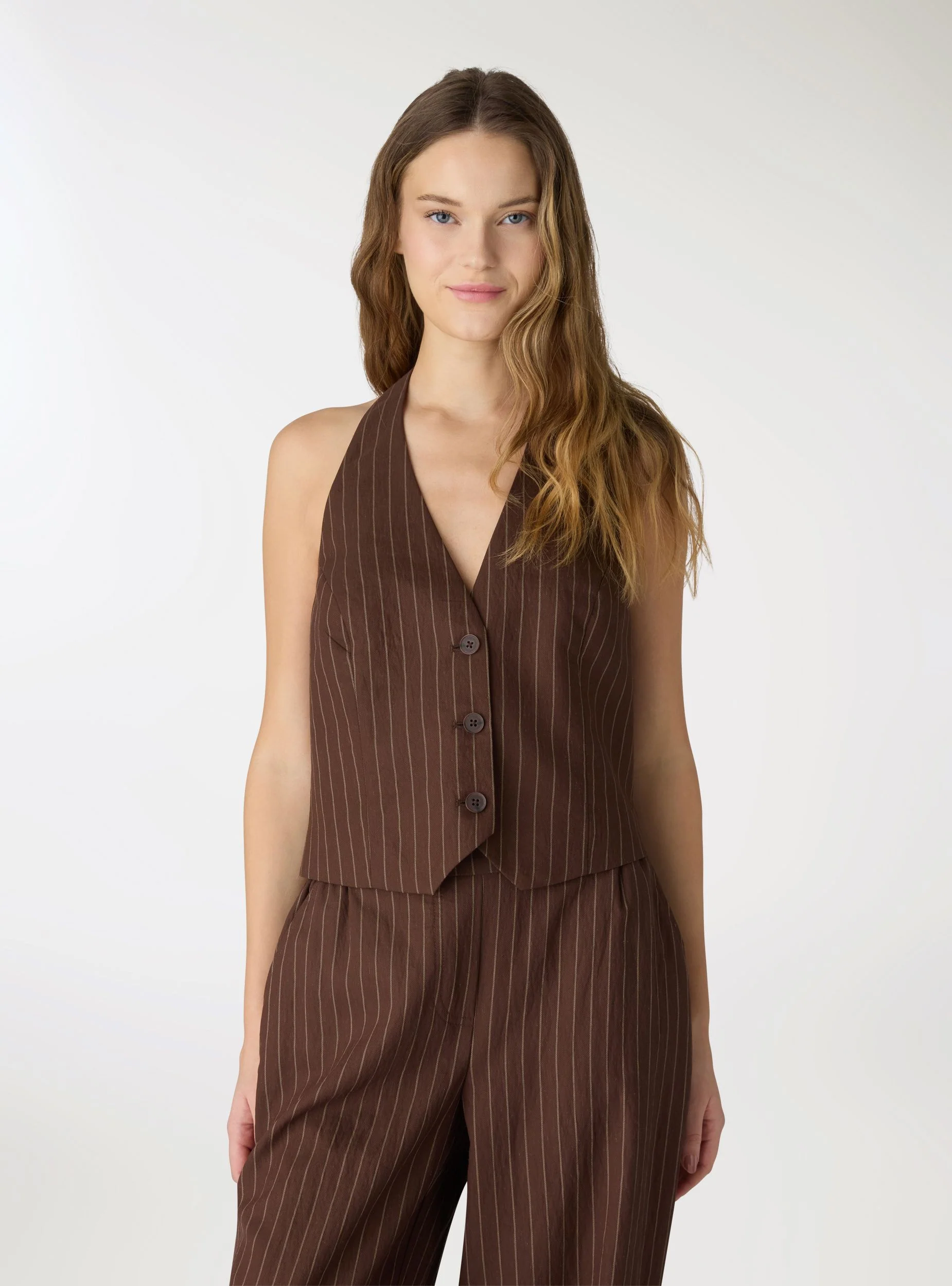 Gilet halter crop a righe - Image 2