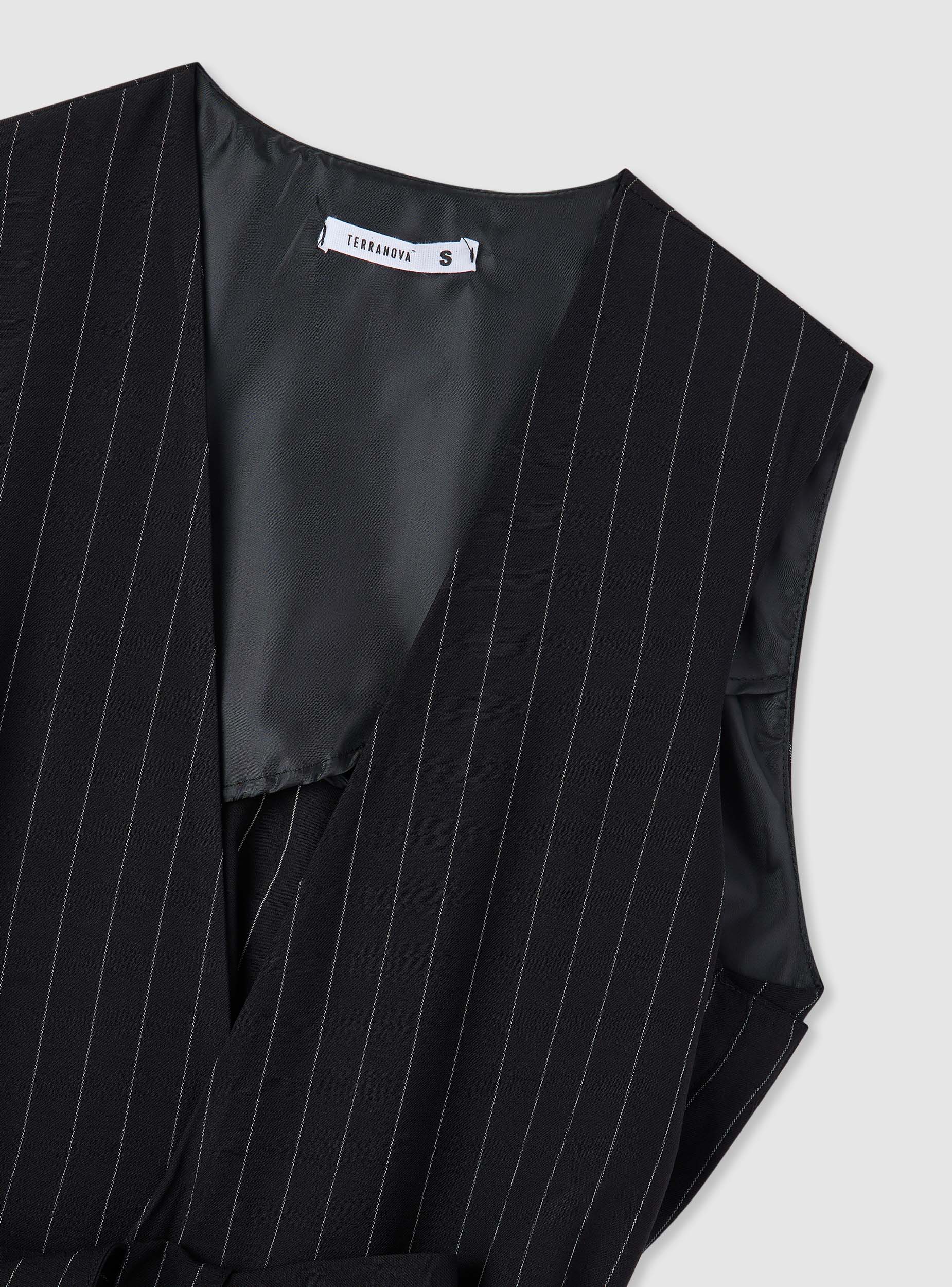Gilet lungo a righe con cintura - Image 6