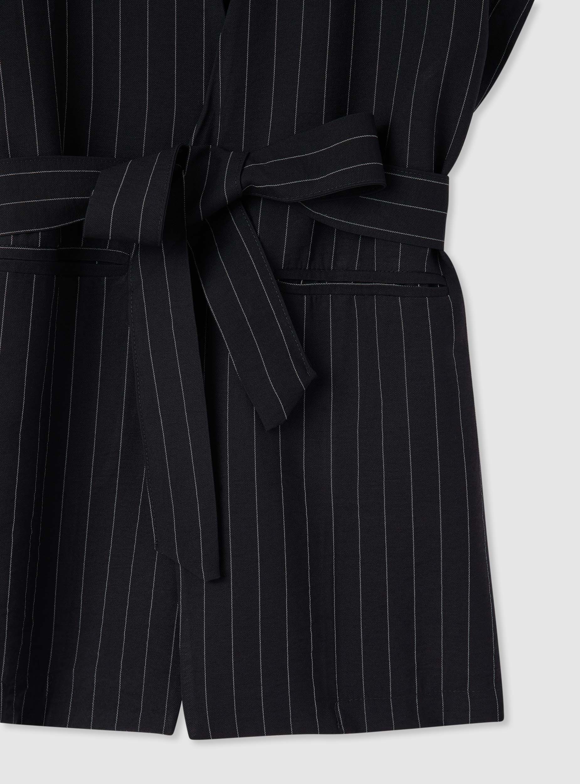 Gilet lungo a righe con cintura - Image 7