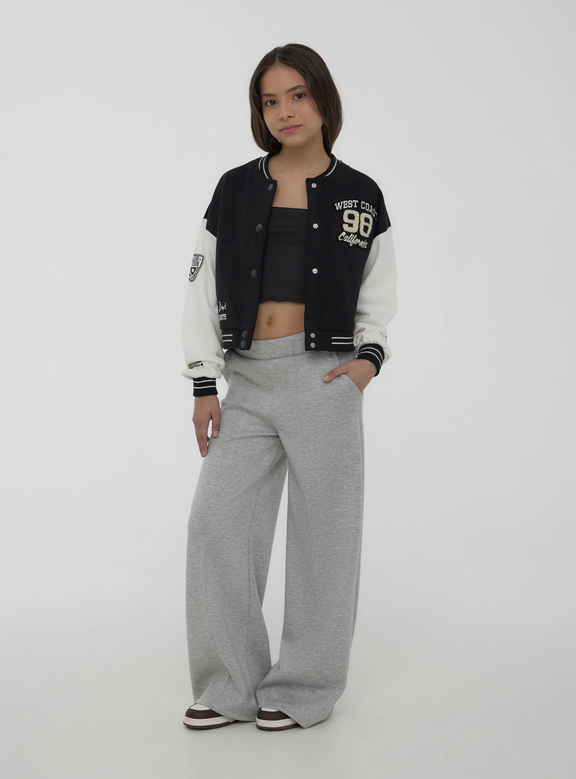 Giubbino bomber in felpa con patch