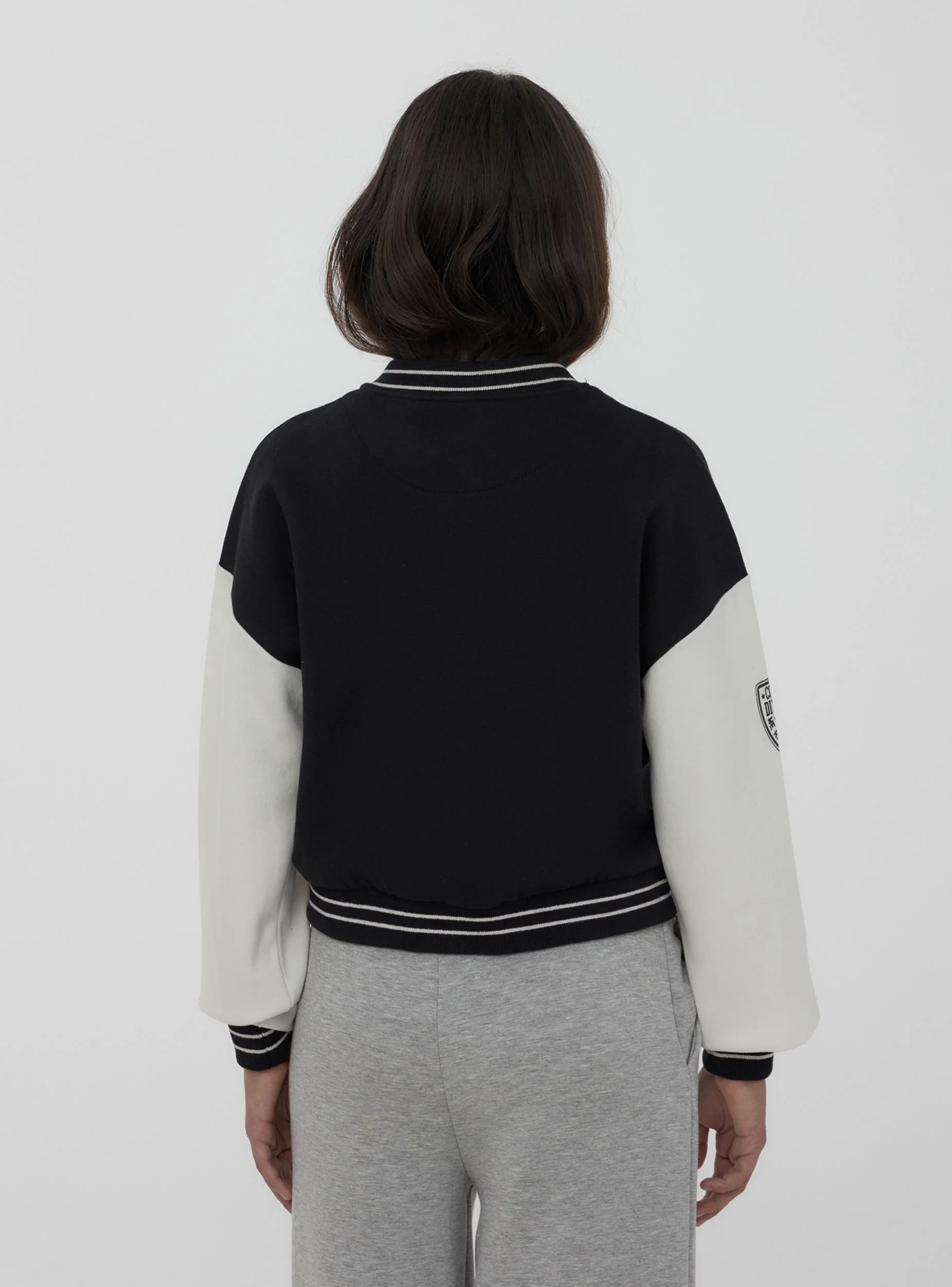 Giubbino bomber in felpa con patch - Image 2