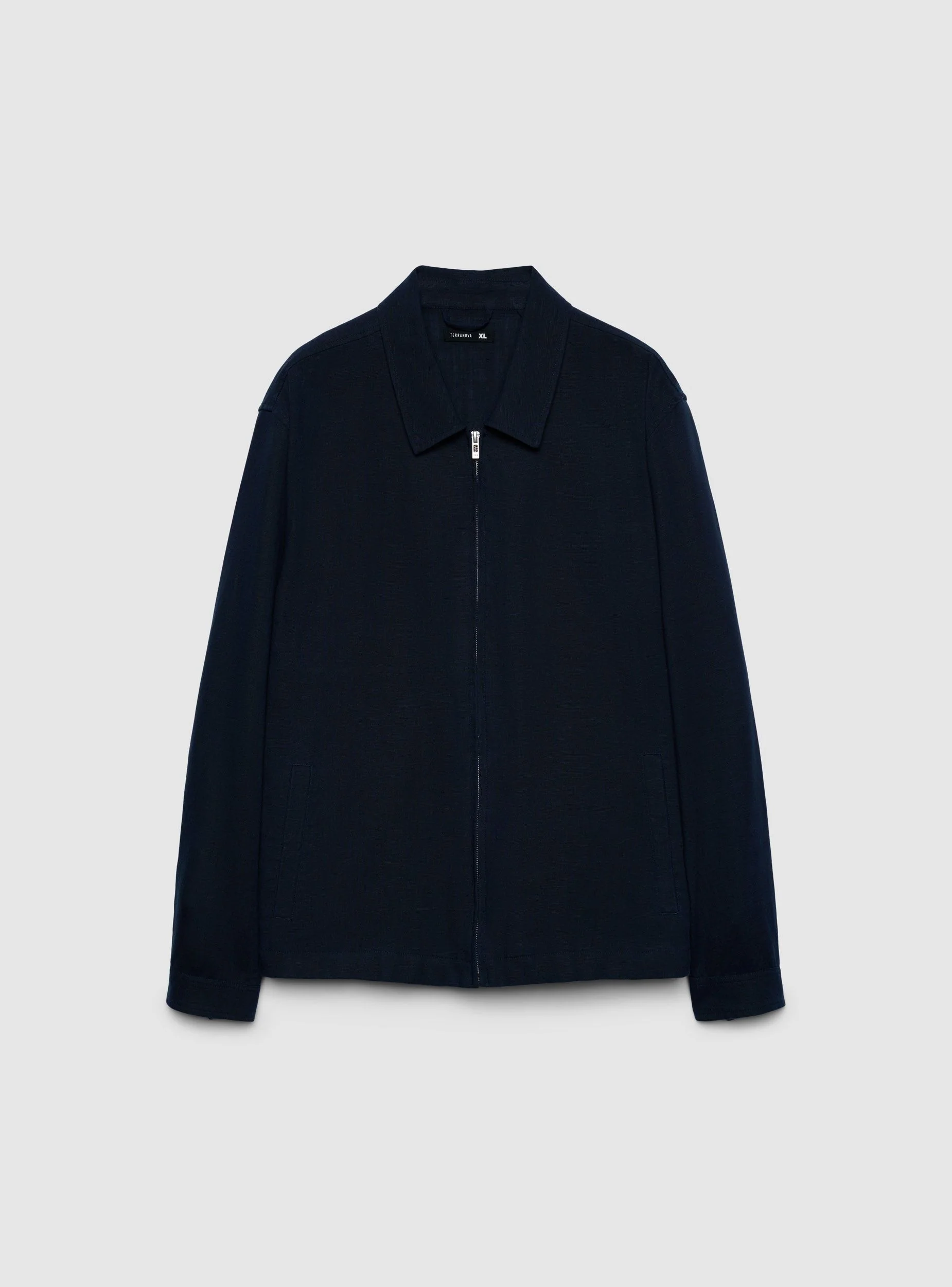 Giubbino collo camicia con zip misto lino - Image 3