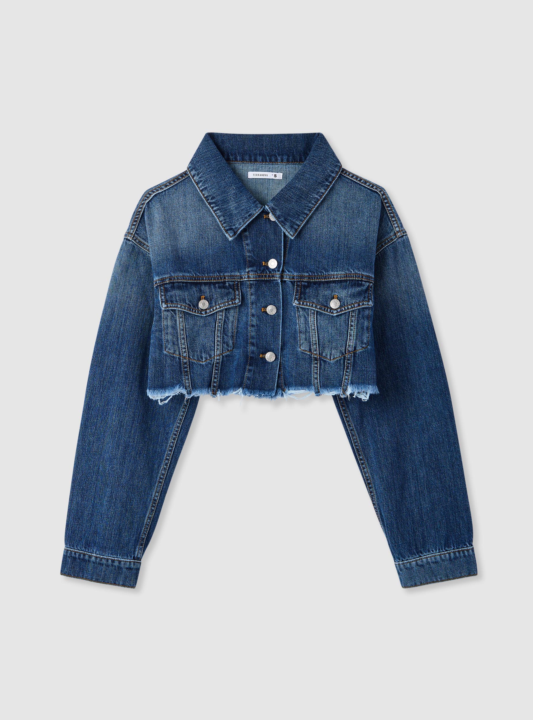 Giubbino crop in denim con tasche - Image 5