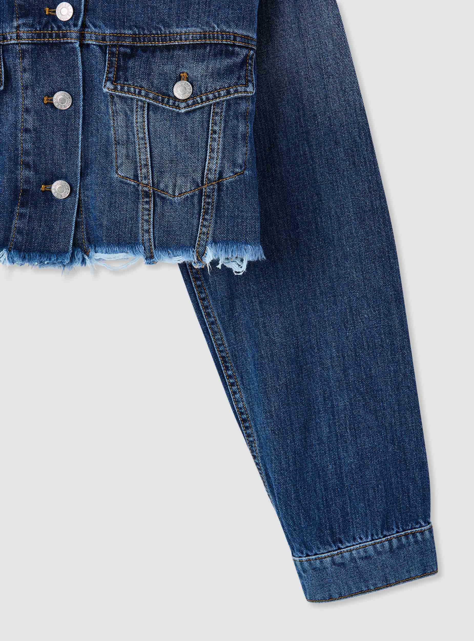 Giubbino crop in denim con tasche - Image 6