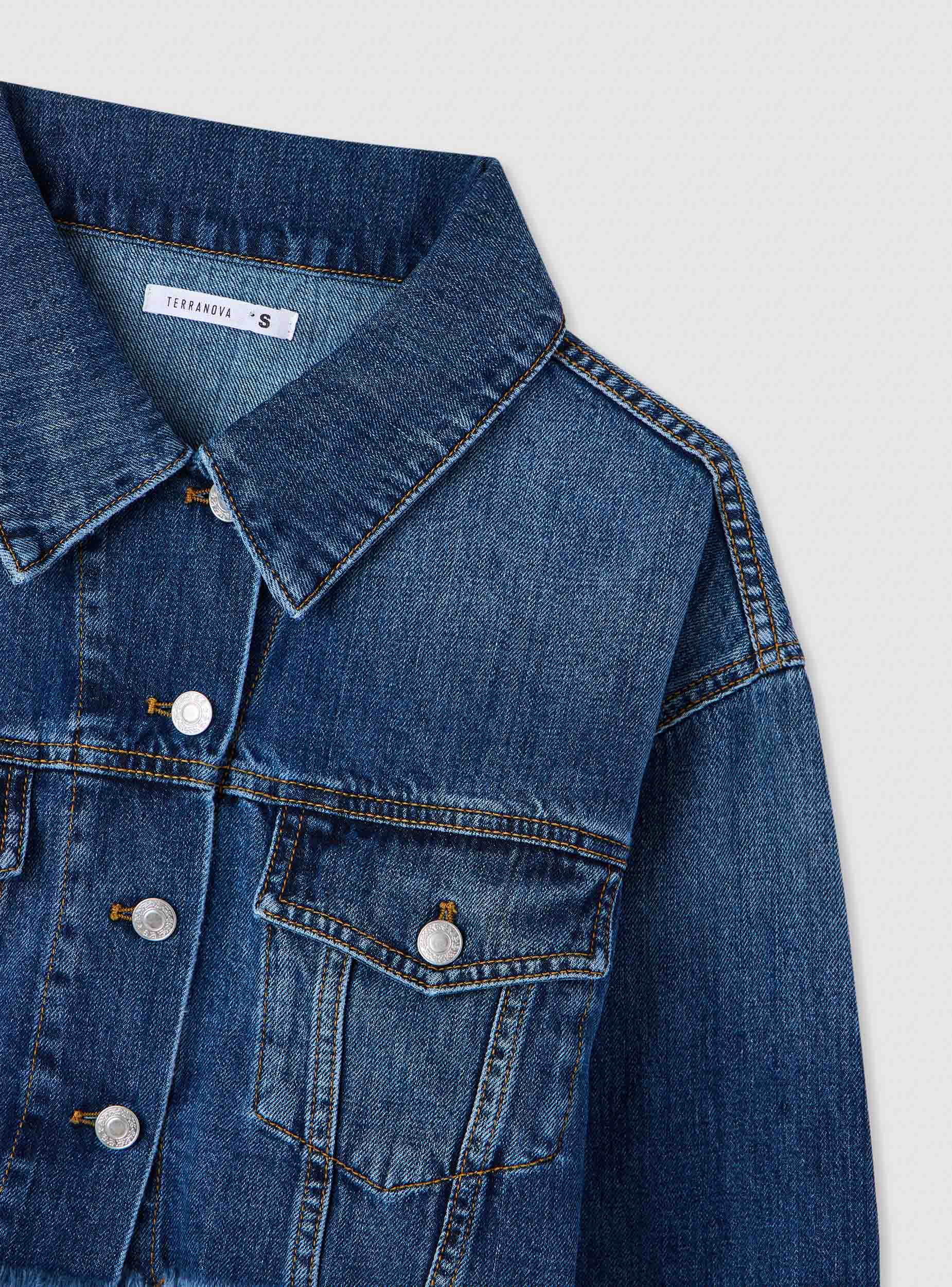 Giubbino crop in denim con tasche - Image 7