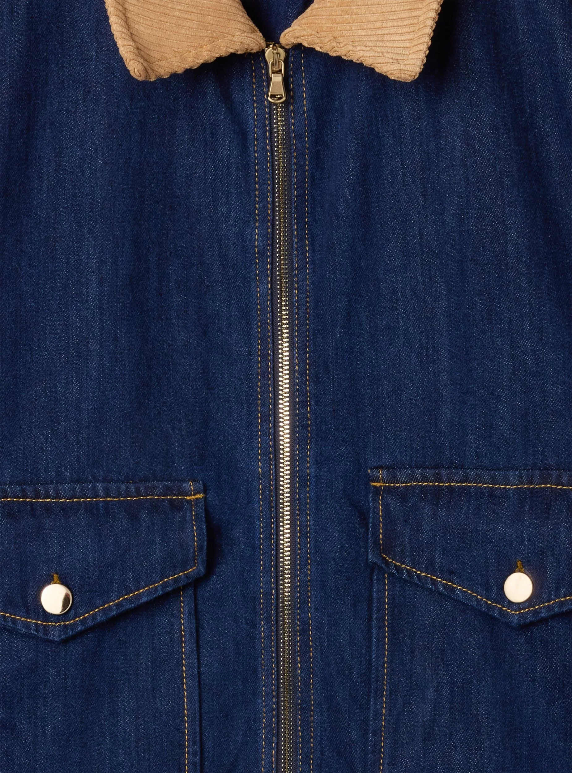 Giubbino denim collo a coste - Image 6