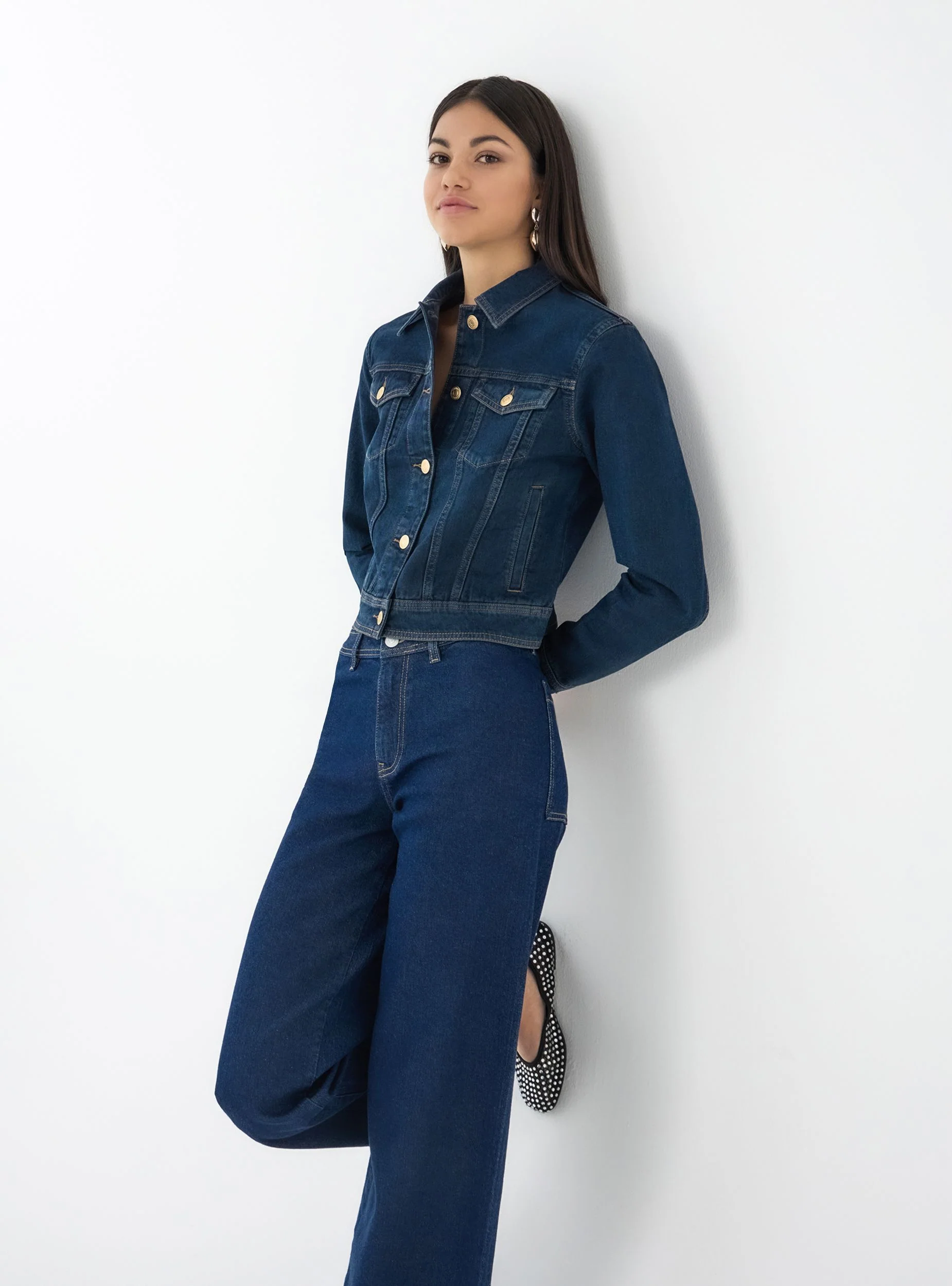 Giubbino di jeans scuro con tasche - Image 3