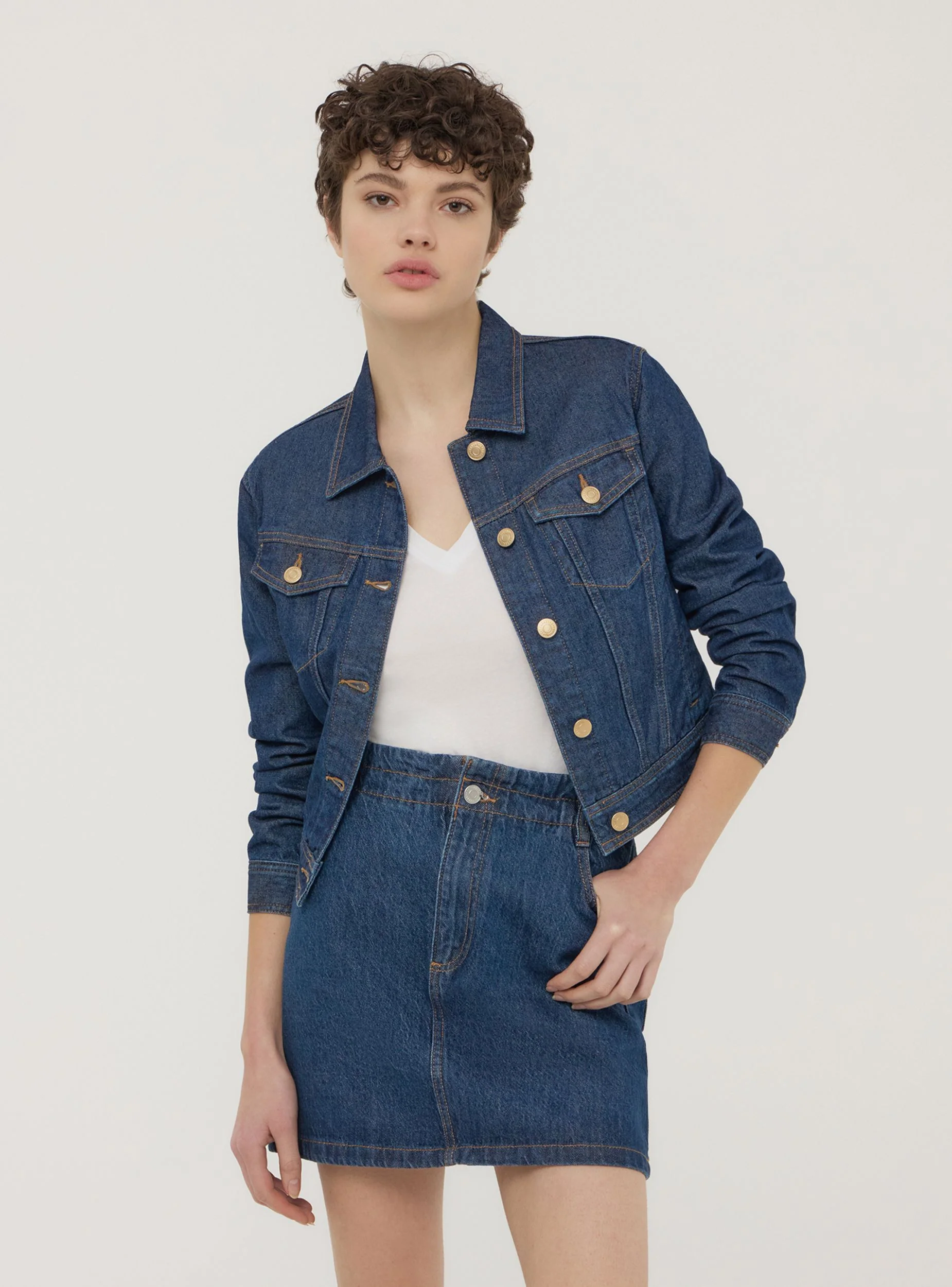 Giubbino di jeans scuro con tasche - Image 5