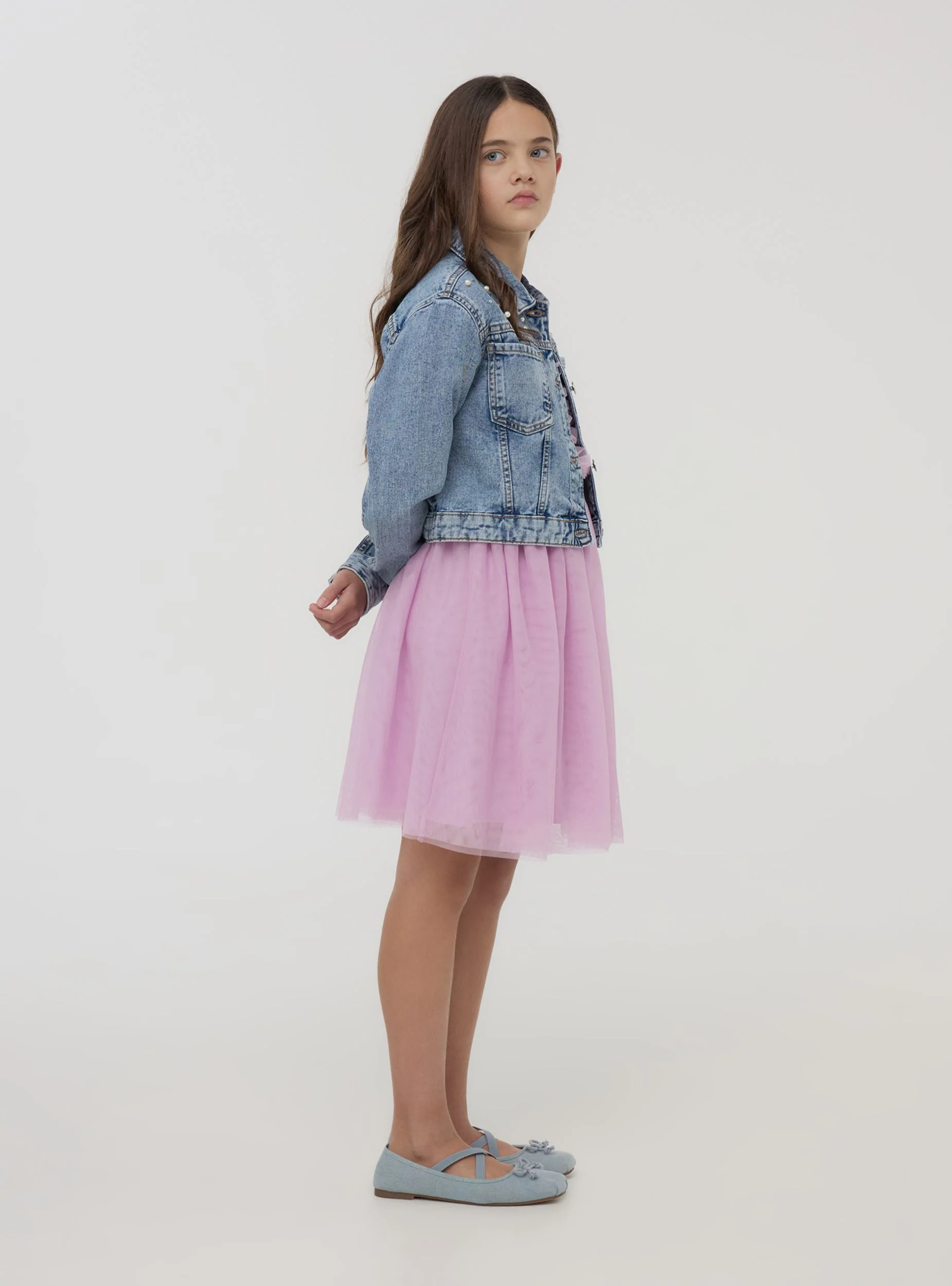 Giubbino in jeans con perle e strass - Image 4