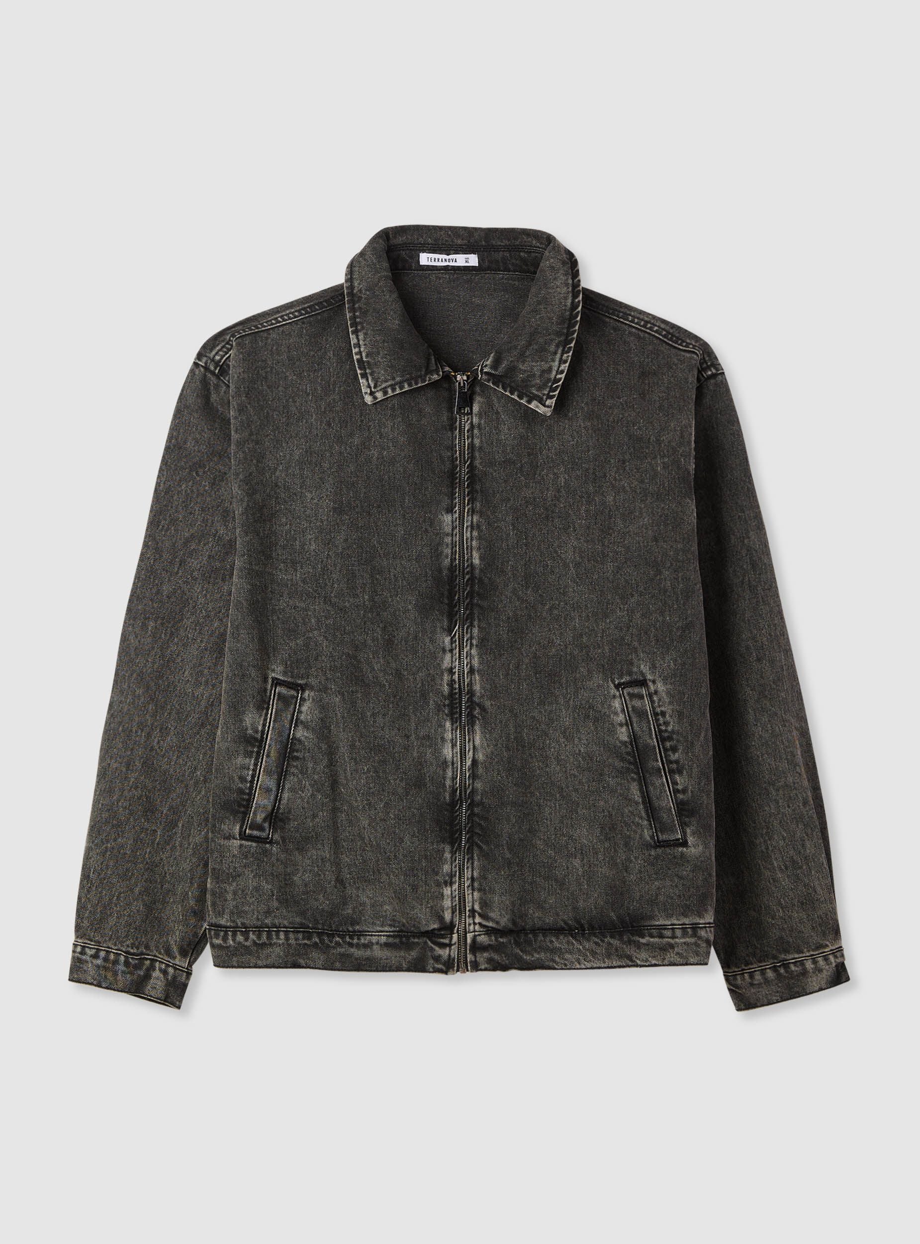 Giubbino jeans boxy con collo camicia e zip - Image 5