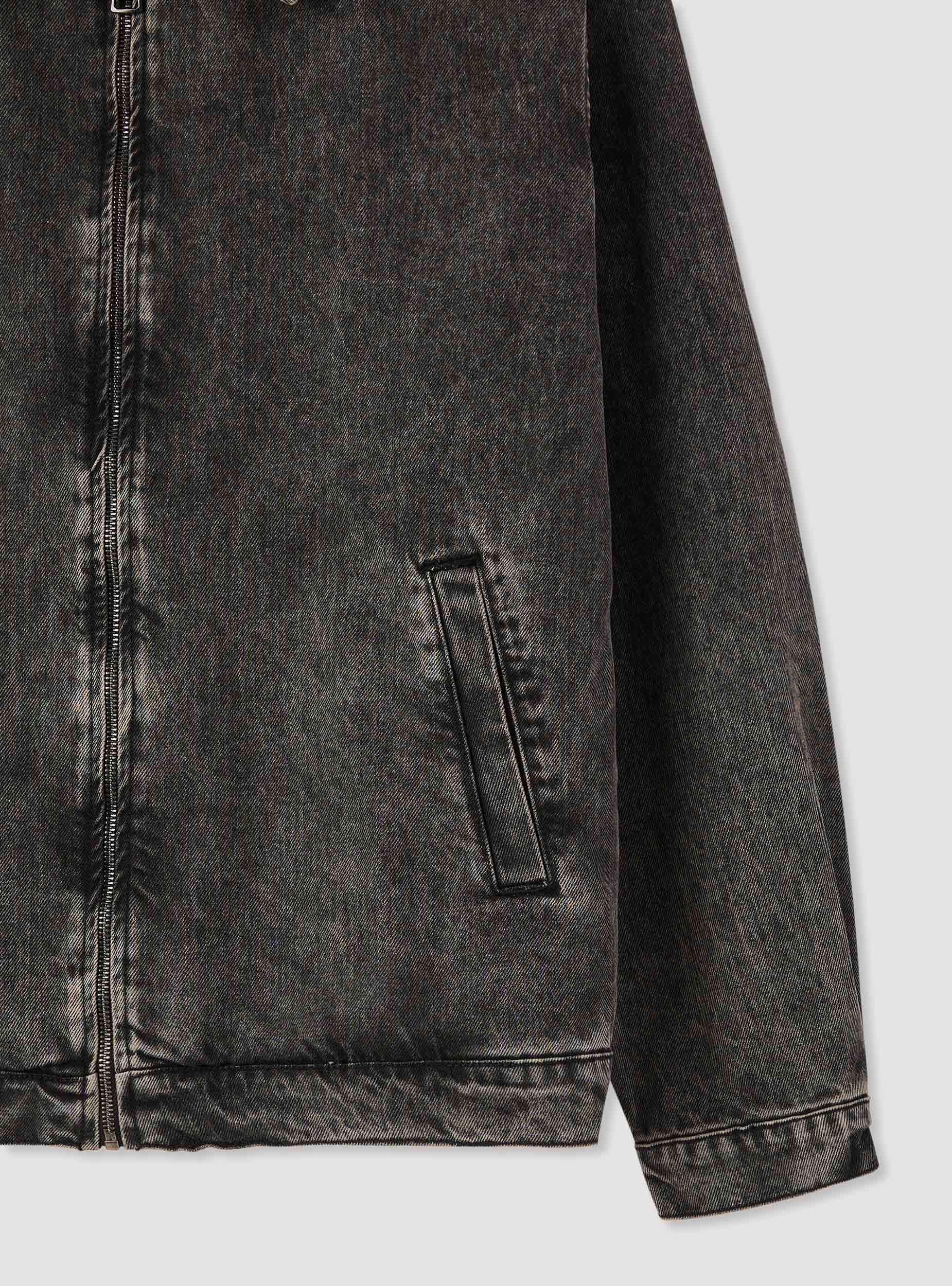 Giubbino jeans boxy con collo camicia e zip - Image 7