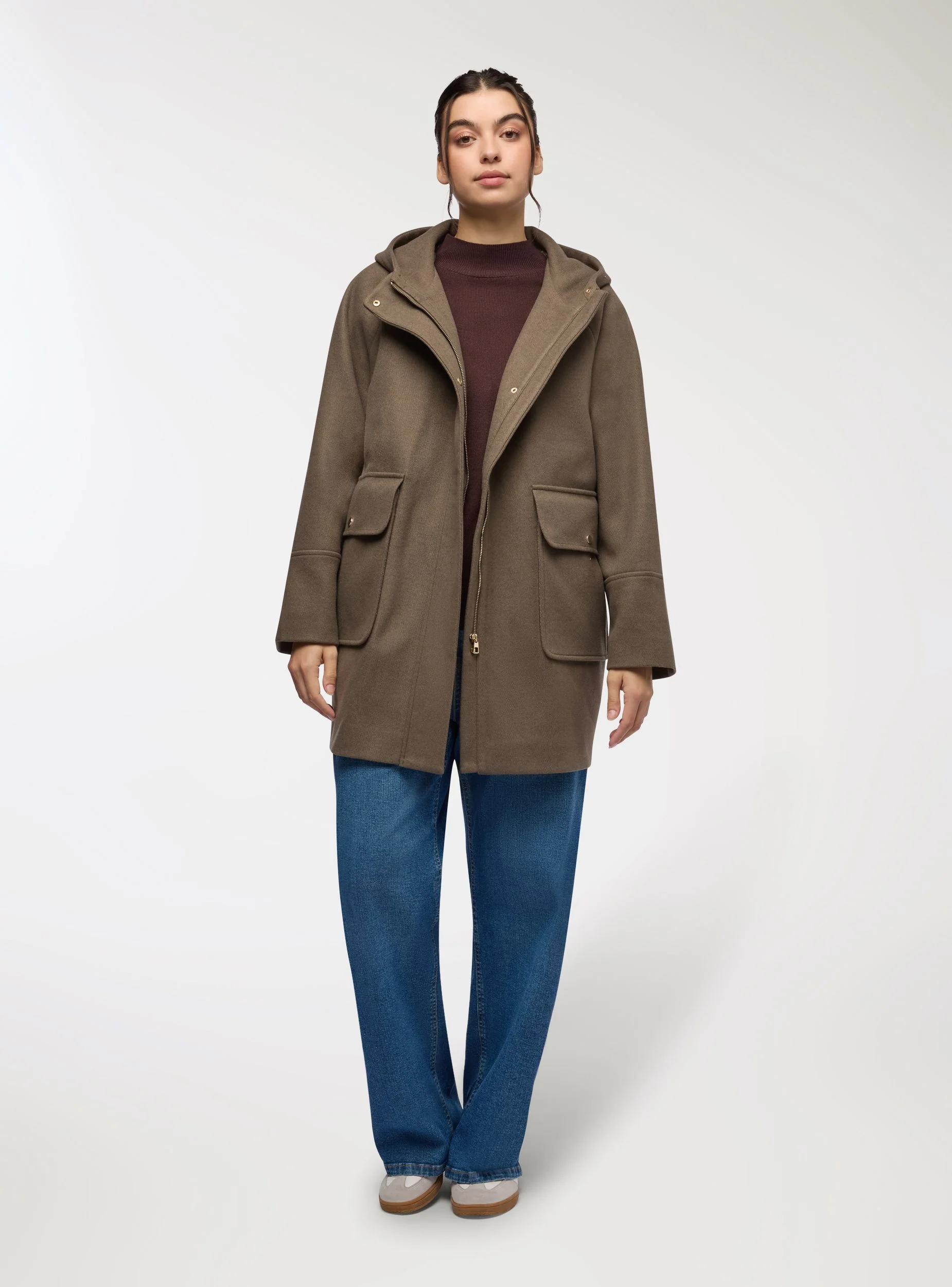 Giubbotto effetto velour con cappuccio