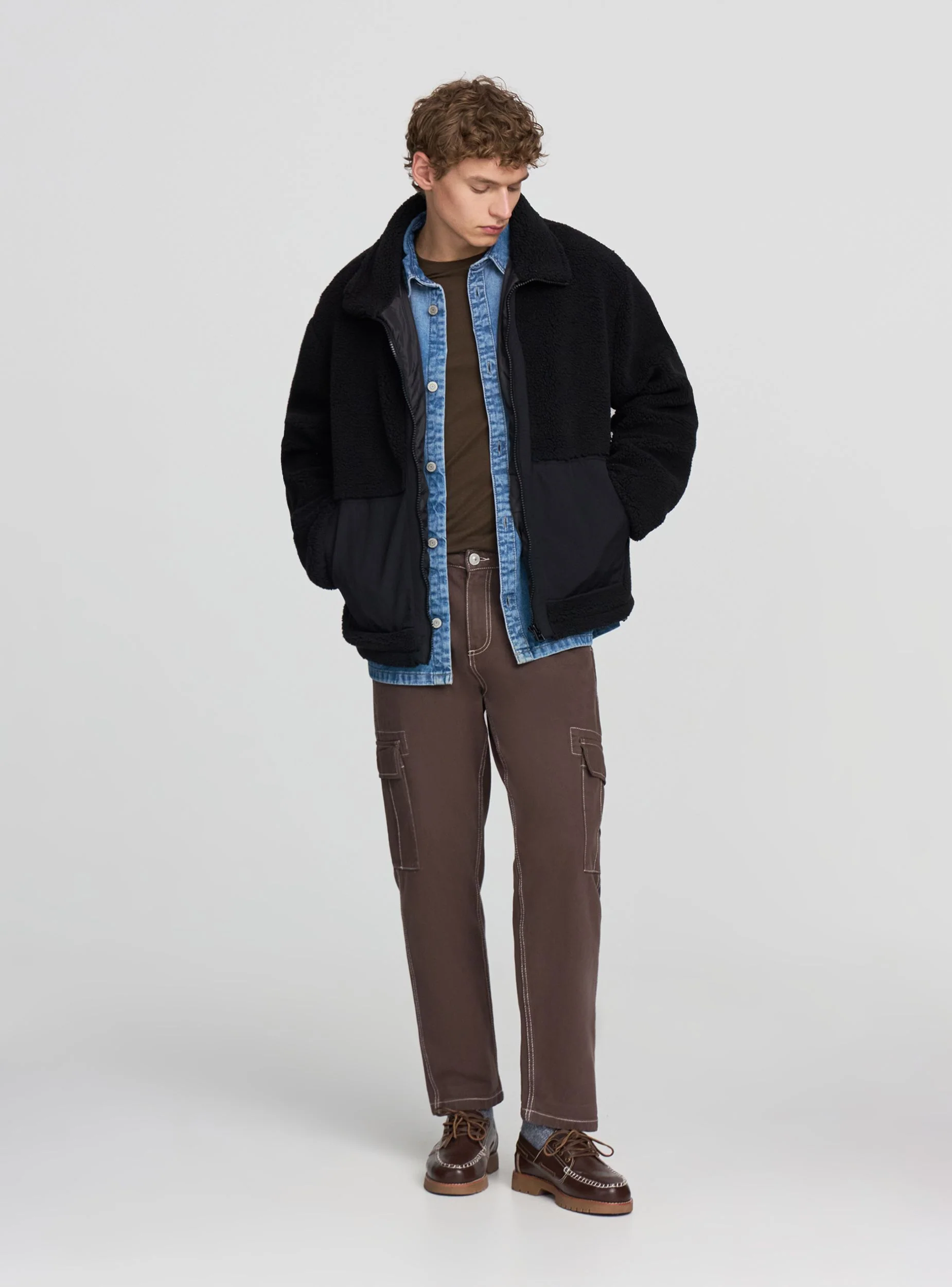 Giubbotto sherpa con zip - Image 3