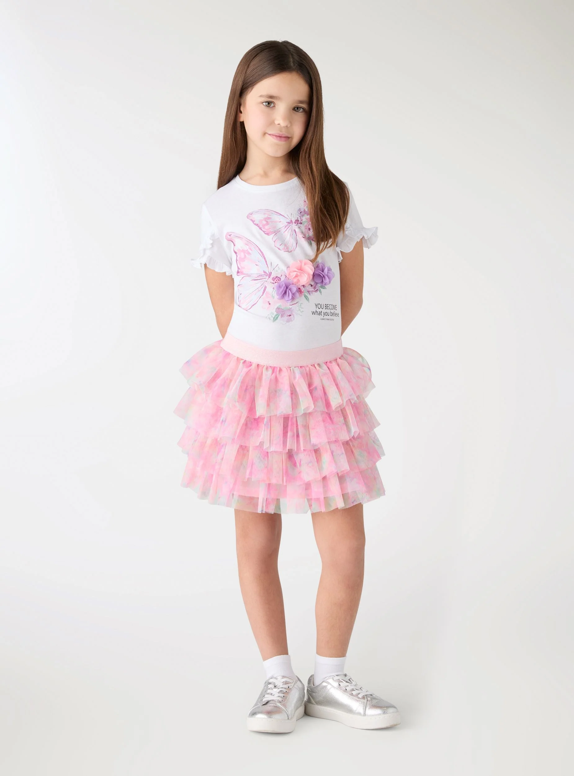 Gonna a balze in tulle fantasia sfumata - Image 2