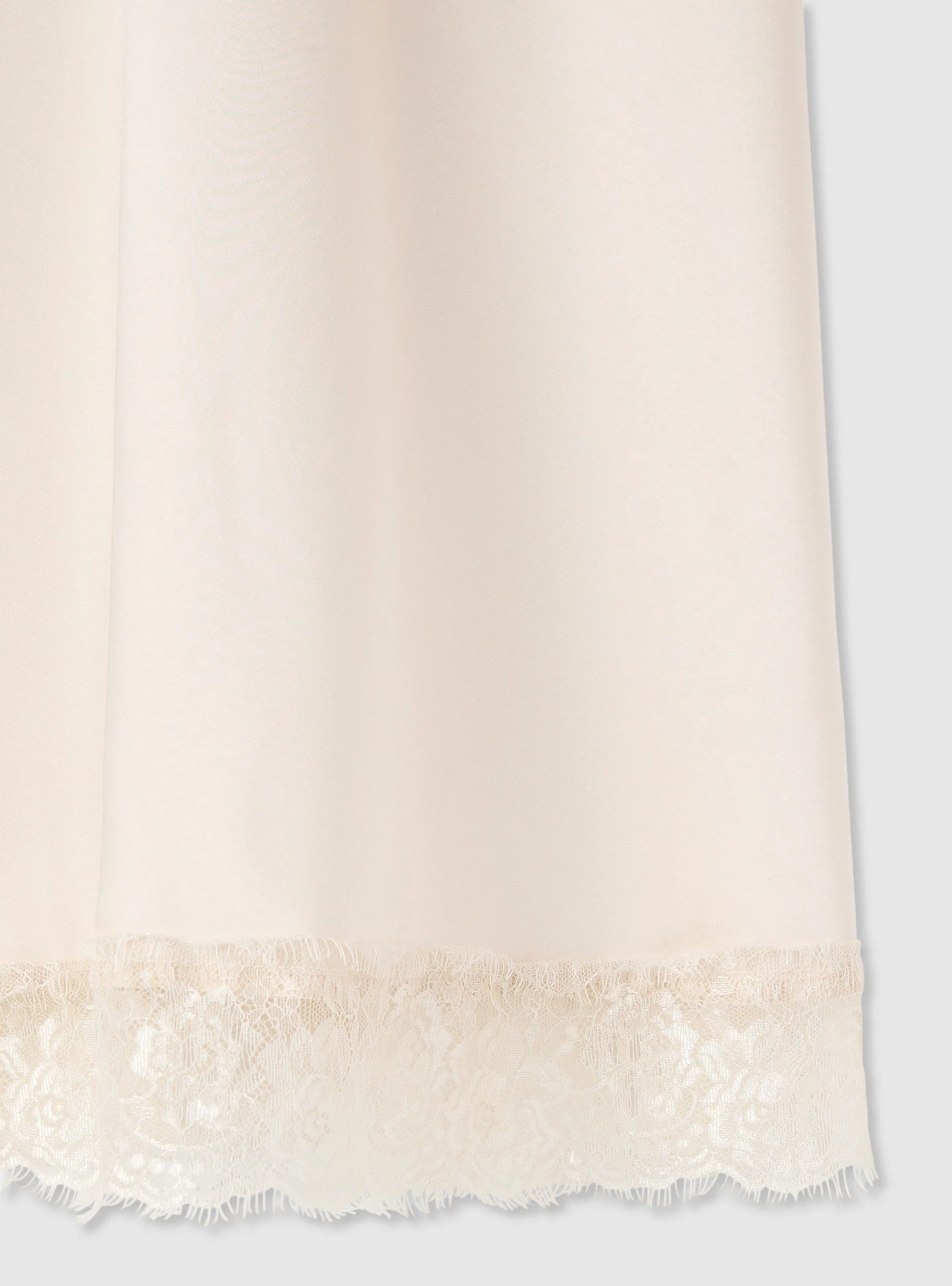 Gonna longuette a tinta unita con bordo in pizzo satin - Image 5