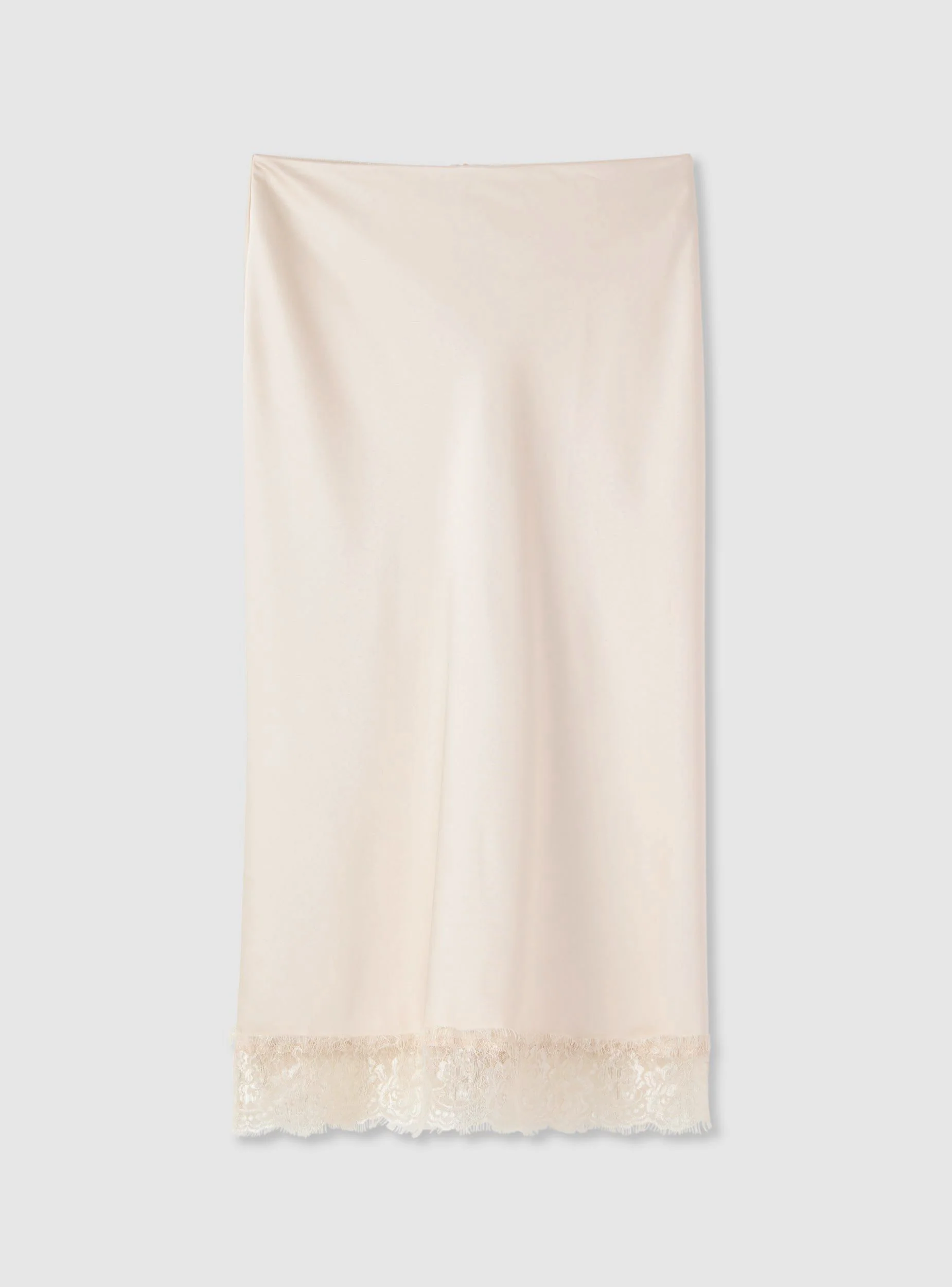 Gonna longuette a tinta unita con bordo in pizzo satin - Image 7