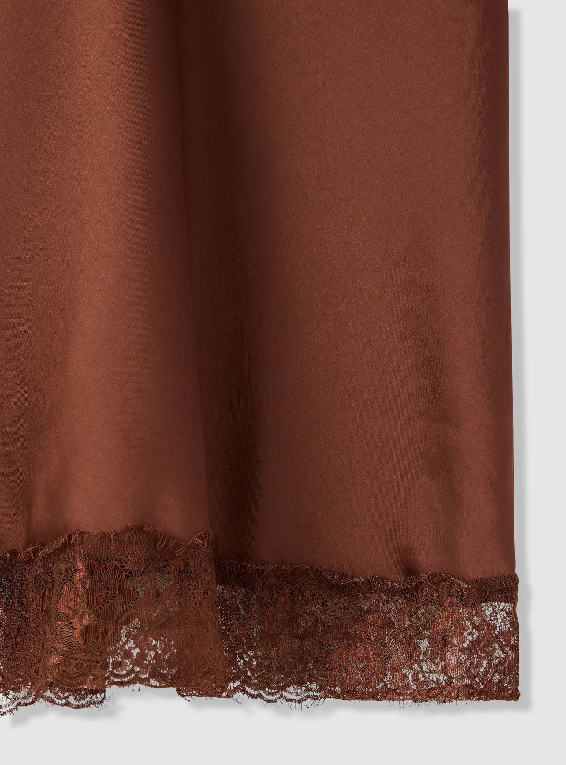 Gonna longuette a tinta unita con bordo in pizzo satin - Image 7