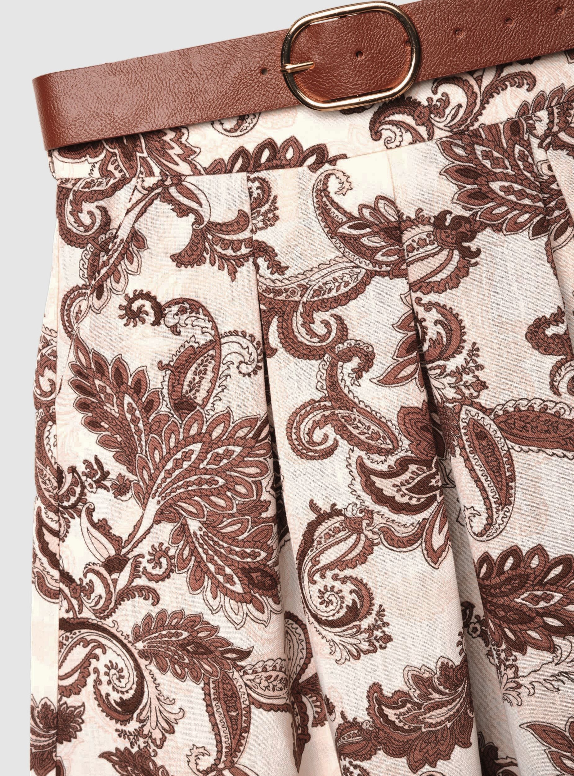 Gonna lunga con stampa fantasia paisley e cintura - Image 6