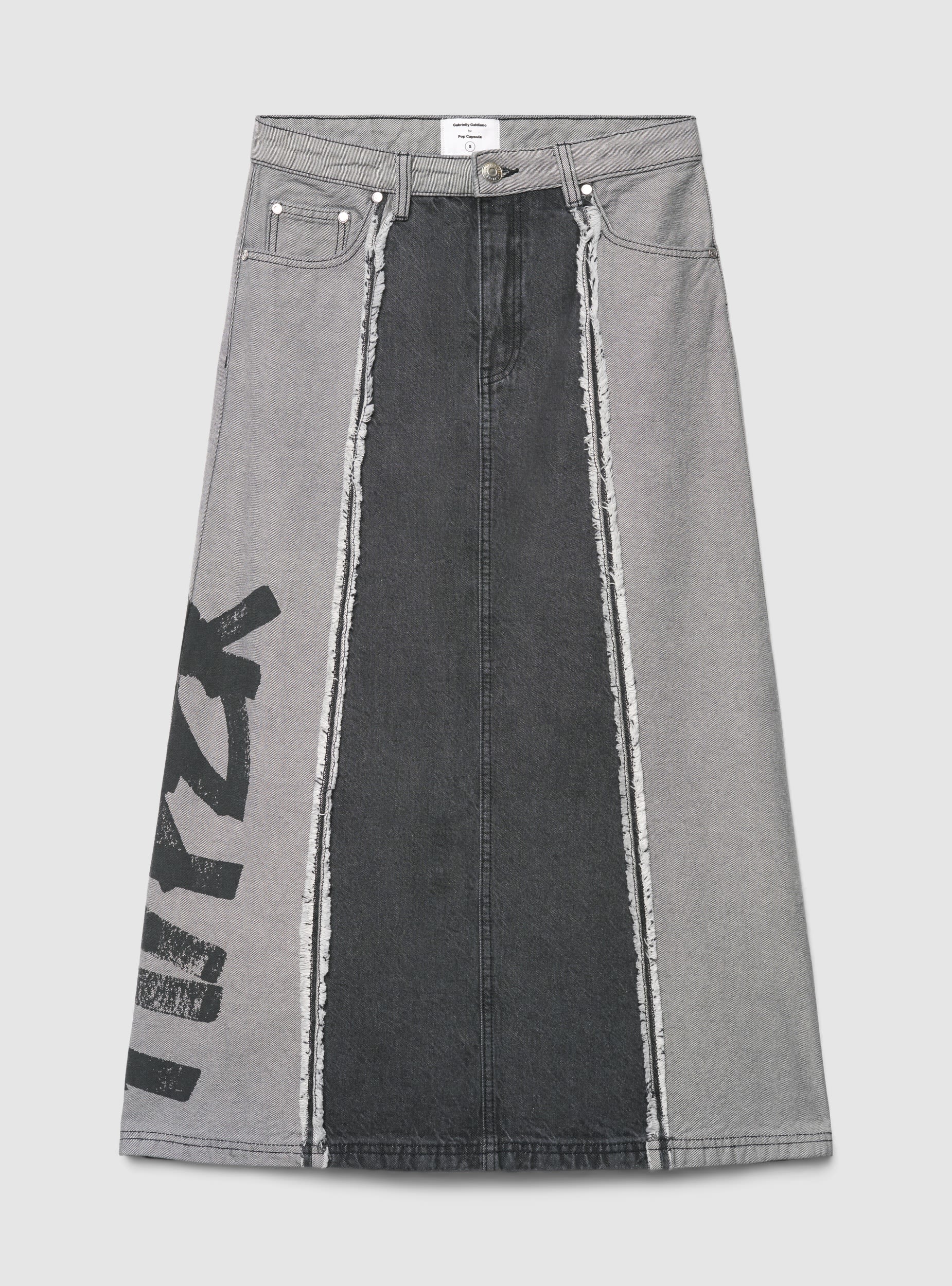 Gonna lunga in denim con scritta TRNPOPLAB - Image 3