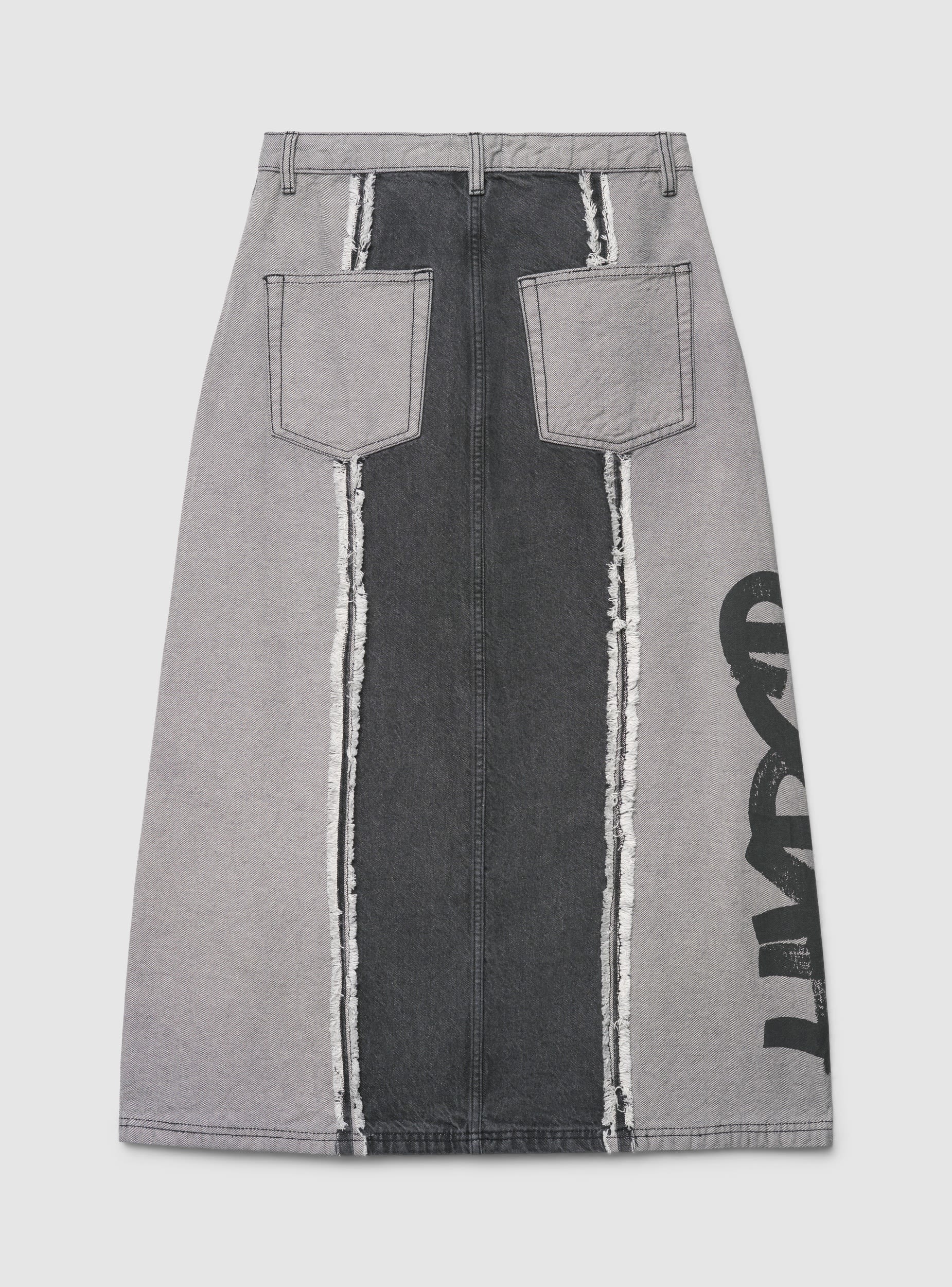 Gonna lunga in denim con scritta TRNPOPLAB - Image 4