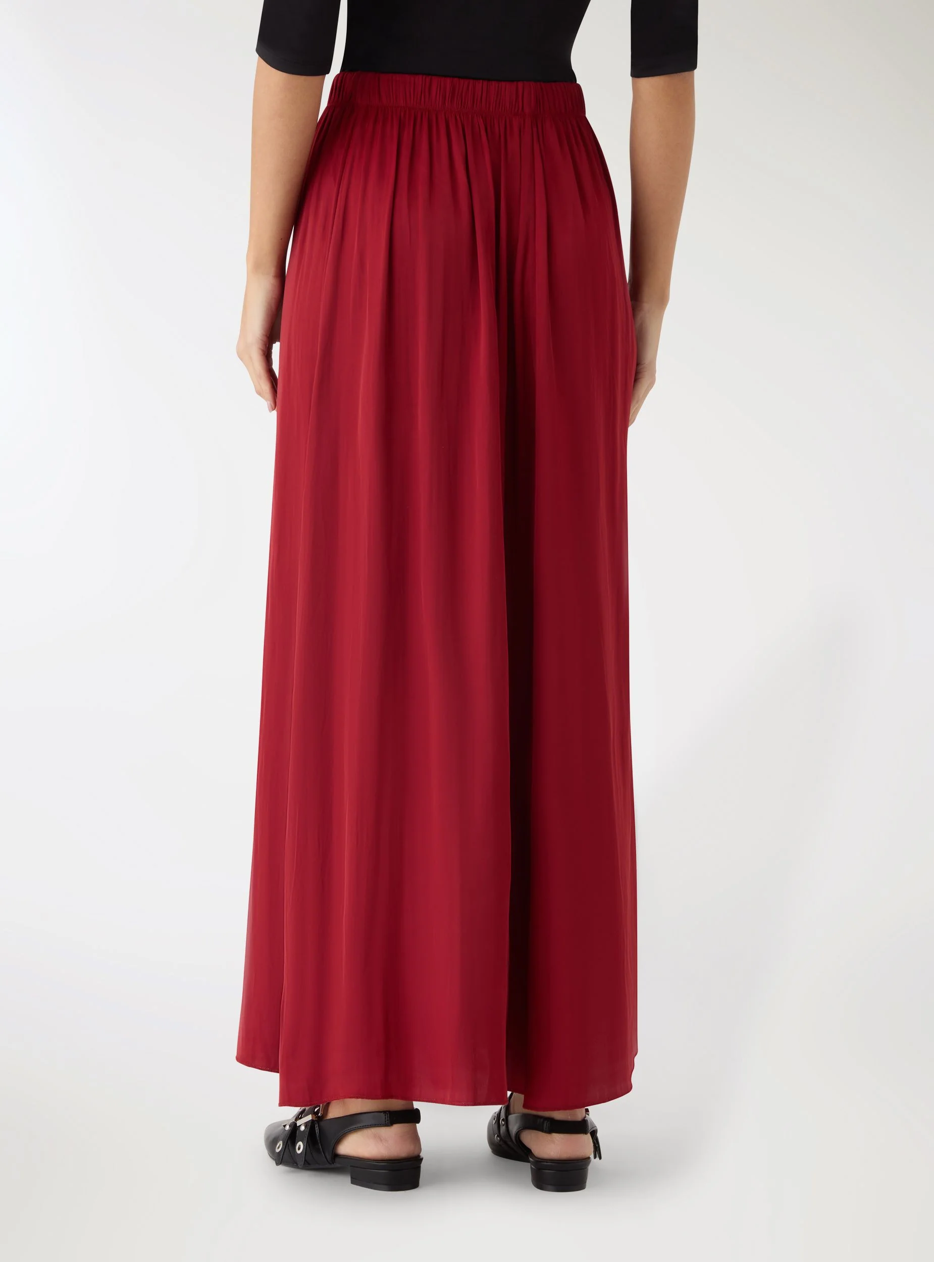 Gonna svasata midi a tinta unita satin - Image 3