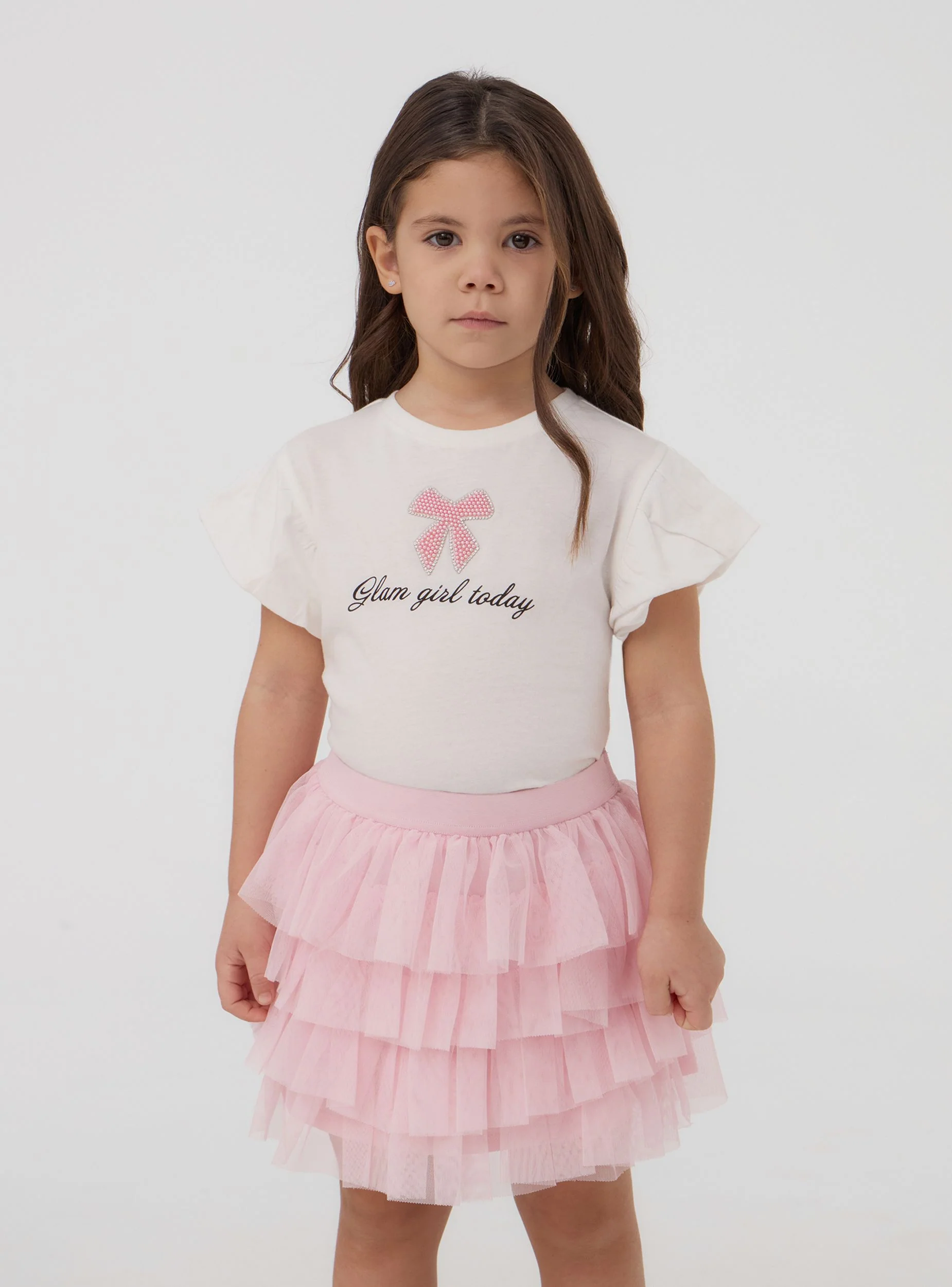 Gonna tinta unita a balze in tulle - Image 2