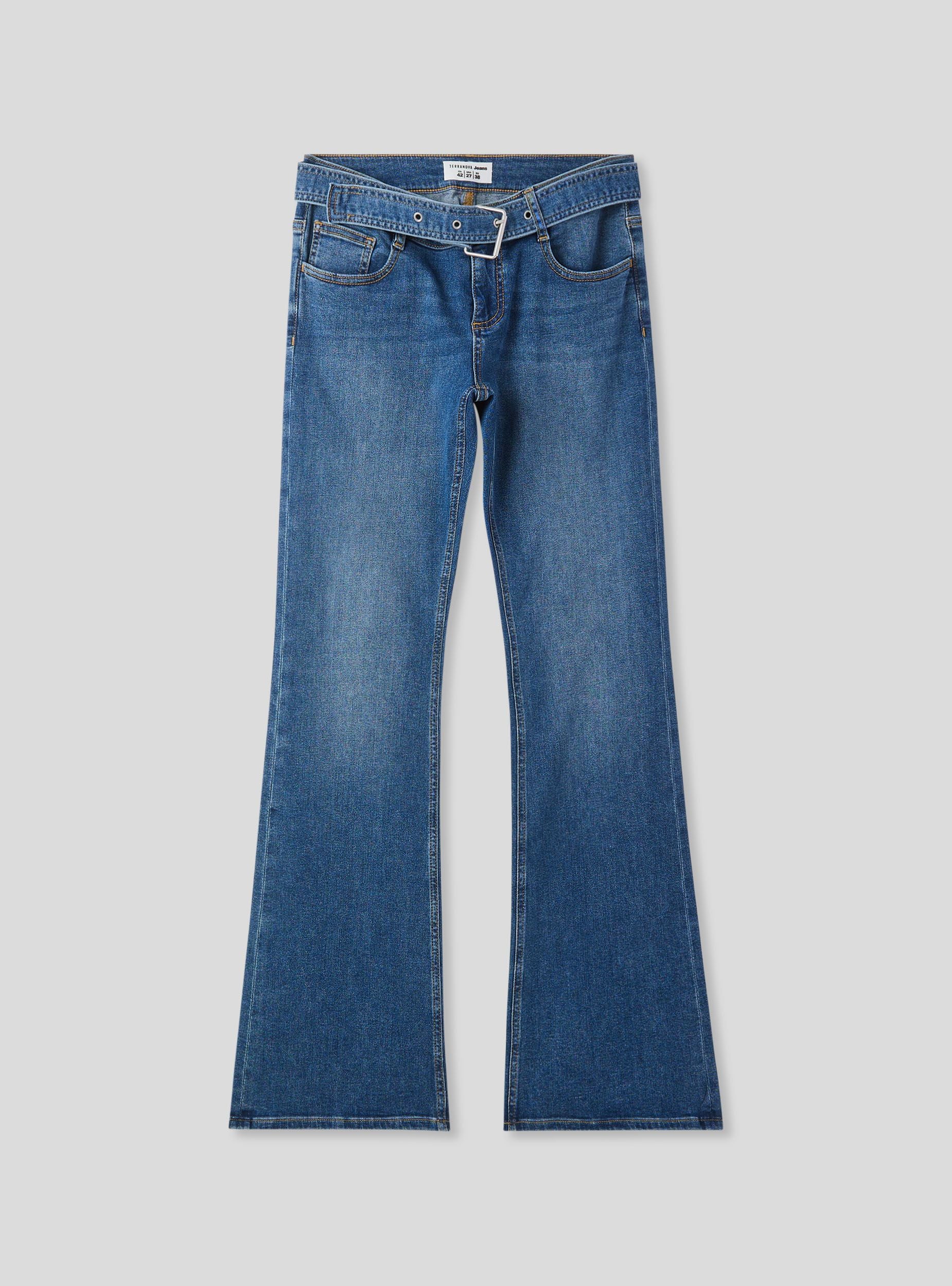 Jeans a zampa a vita bassa con cintura - Image 5