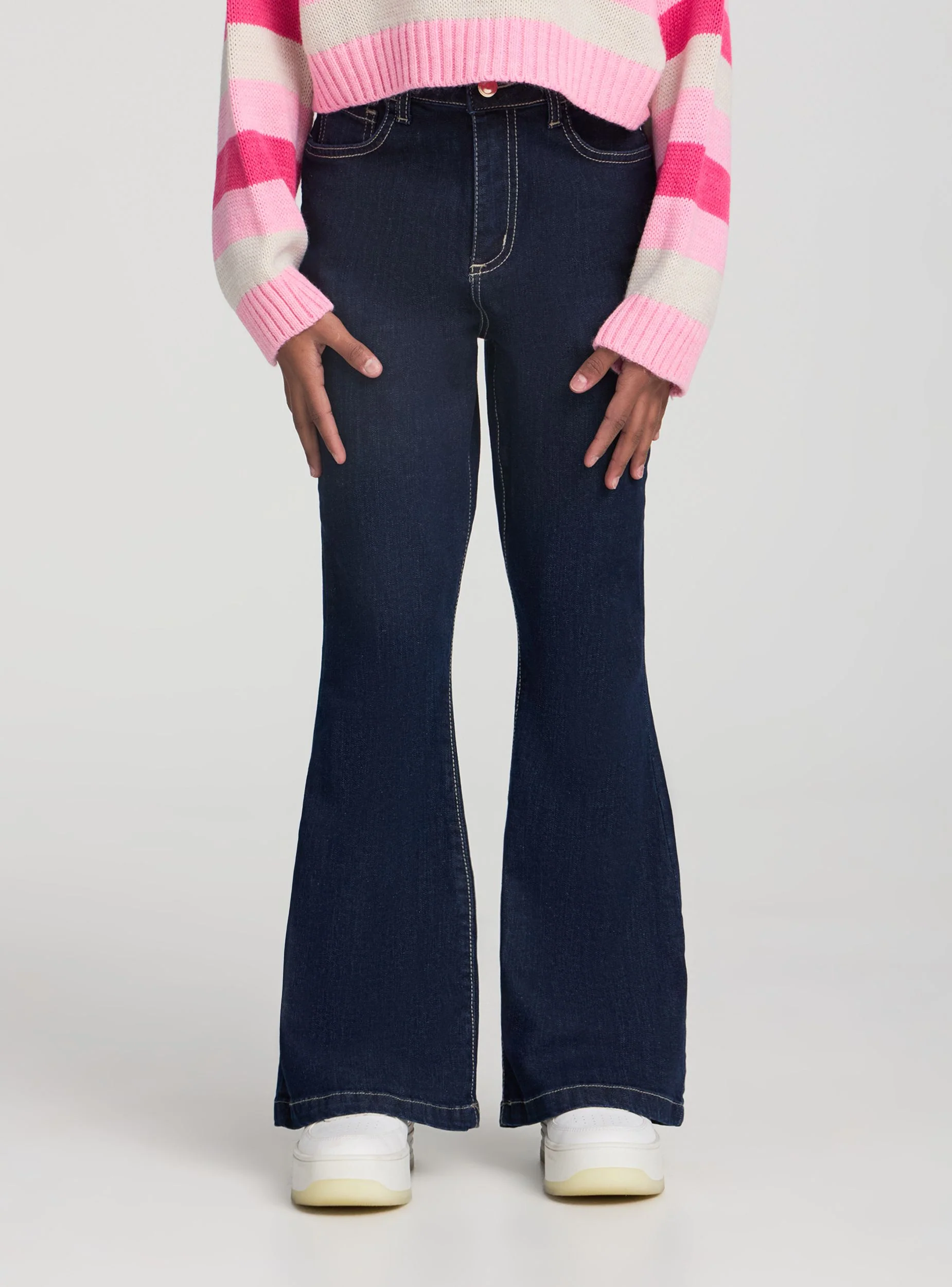 Jeans a zampa tinta unita - Image 3