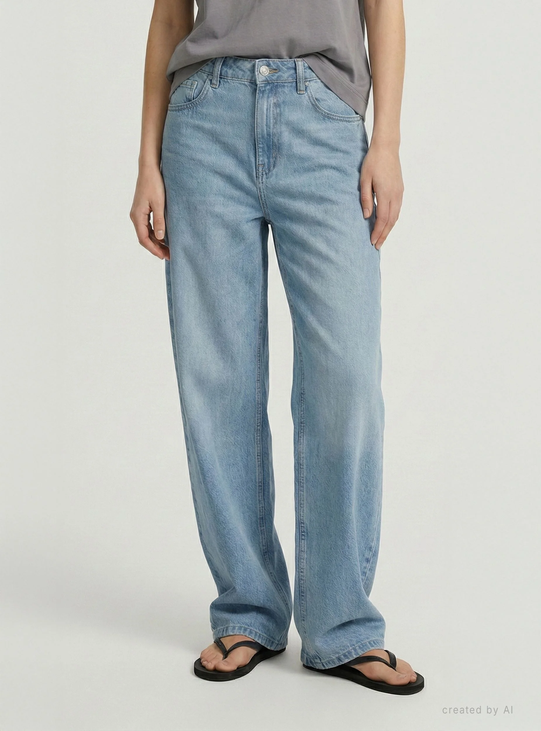 Jeans baggy a tinta unita - Image 3