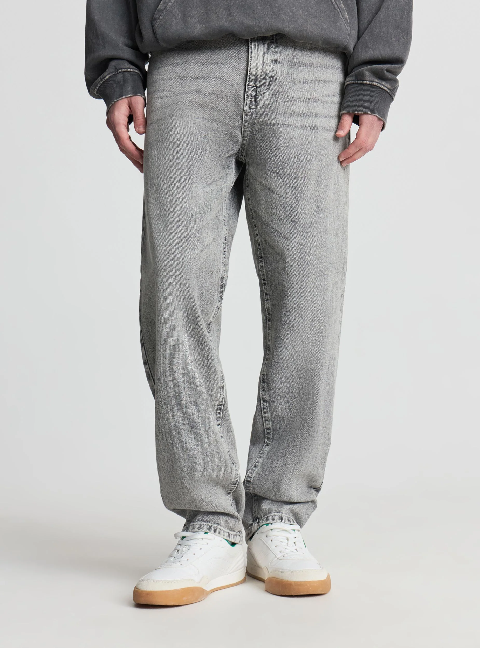 Jeans baggy a tinta unita - Image 2