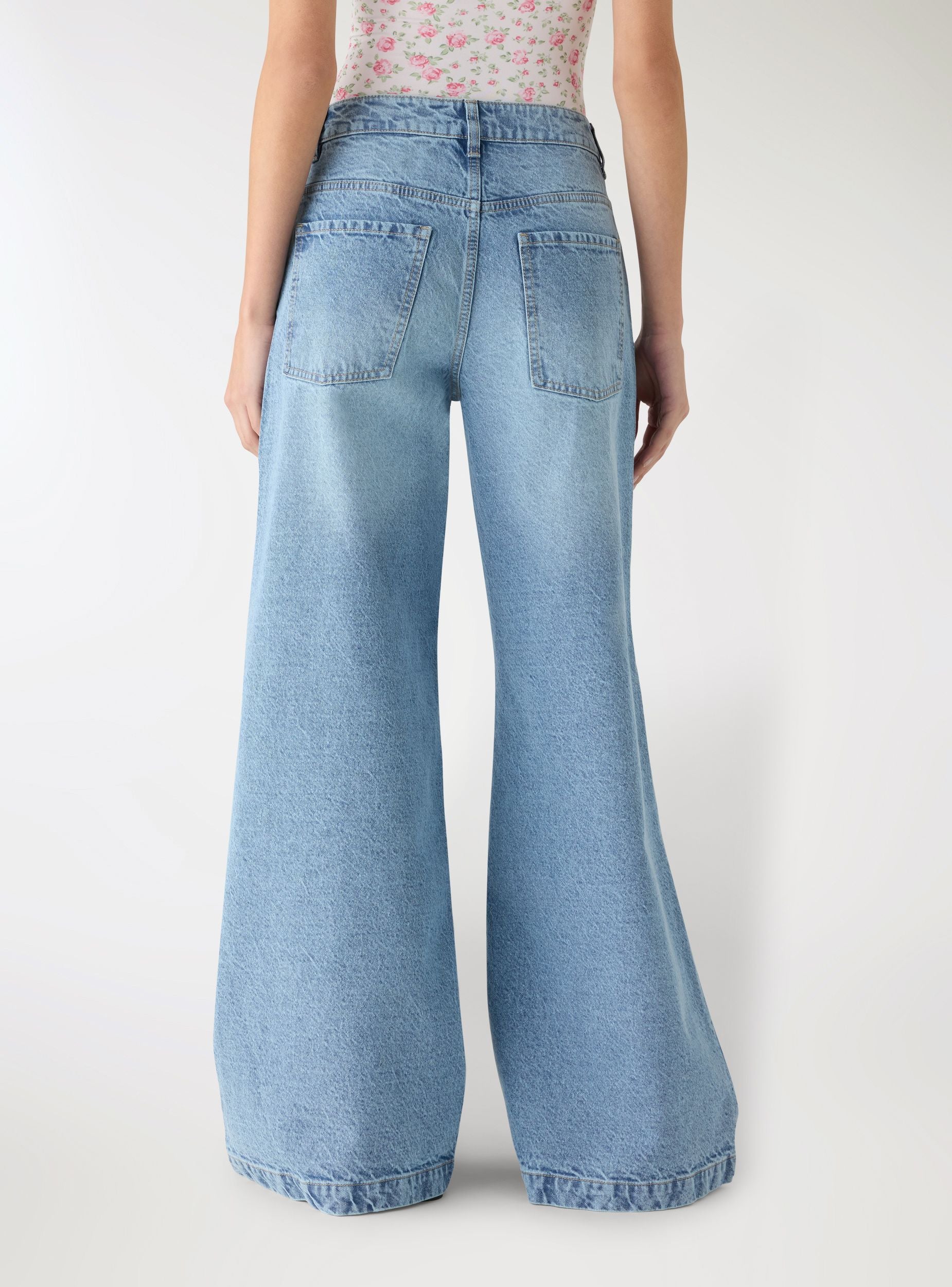 Jeans baggy a vita bassa tinta unita - Image 2